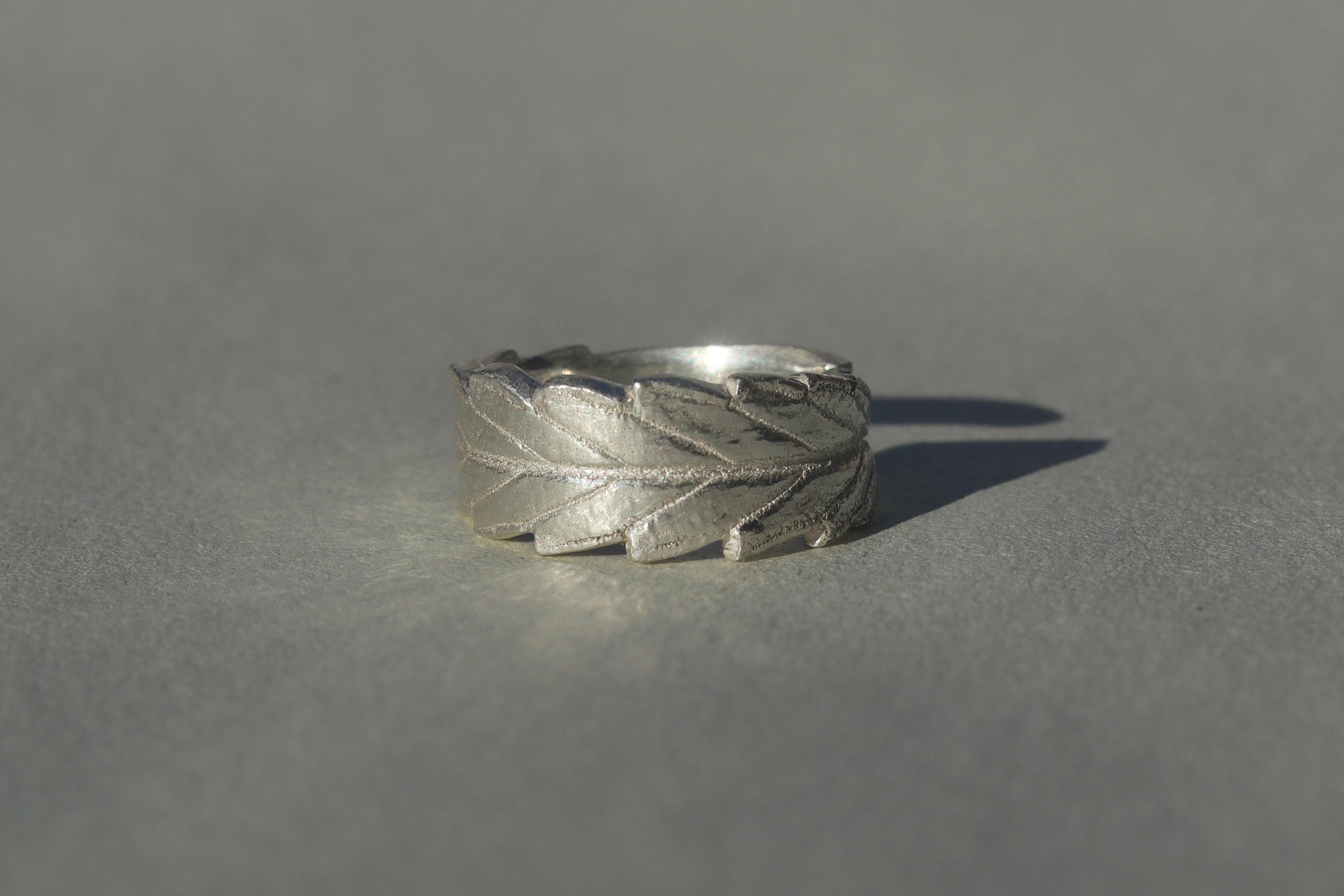 Living Leaf Fine Silver Ring Band