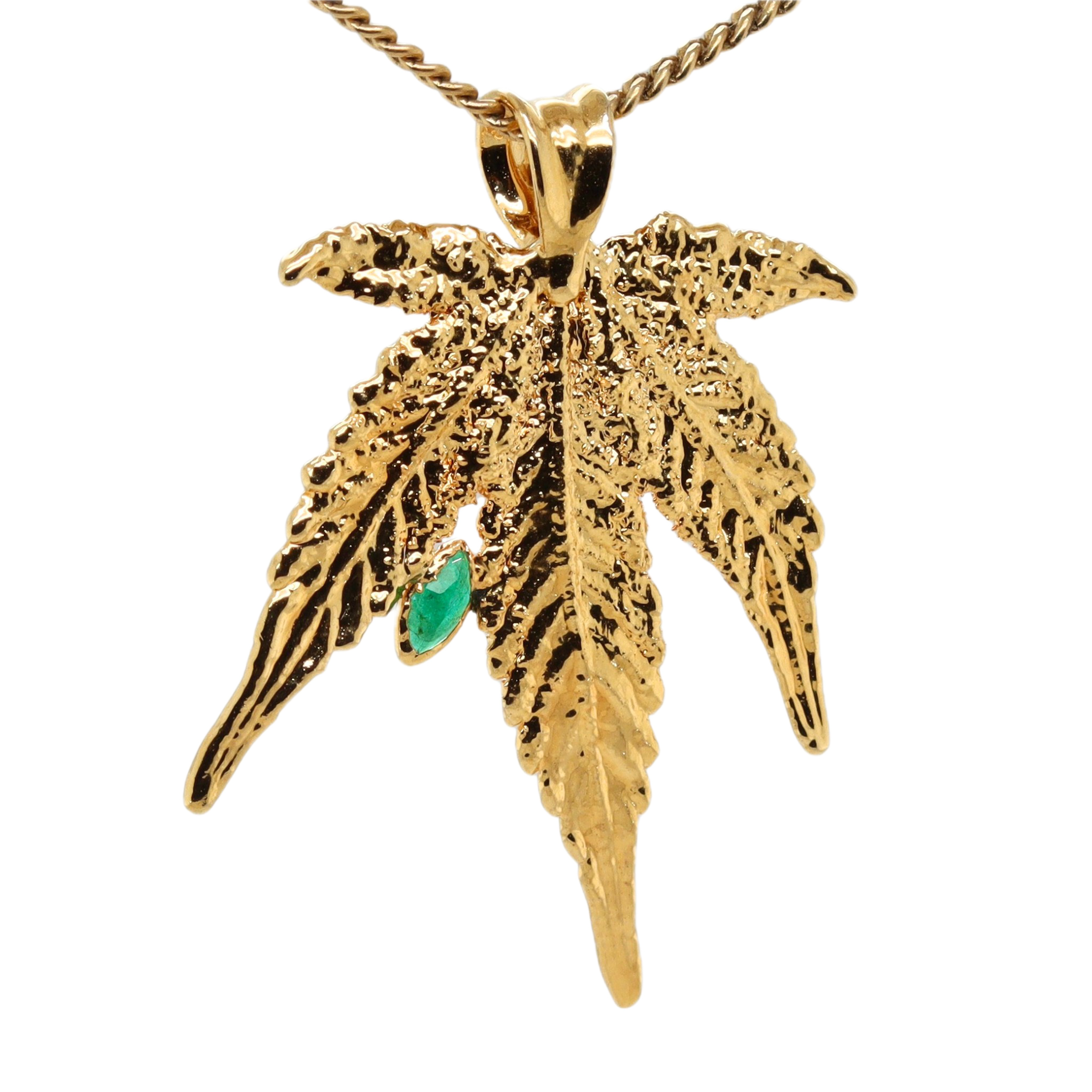 18k Plum OG Sugar Leaf with Emerald