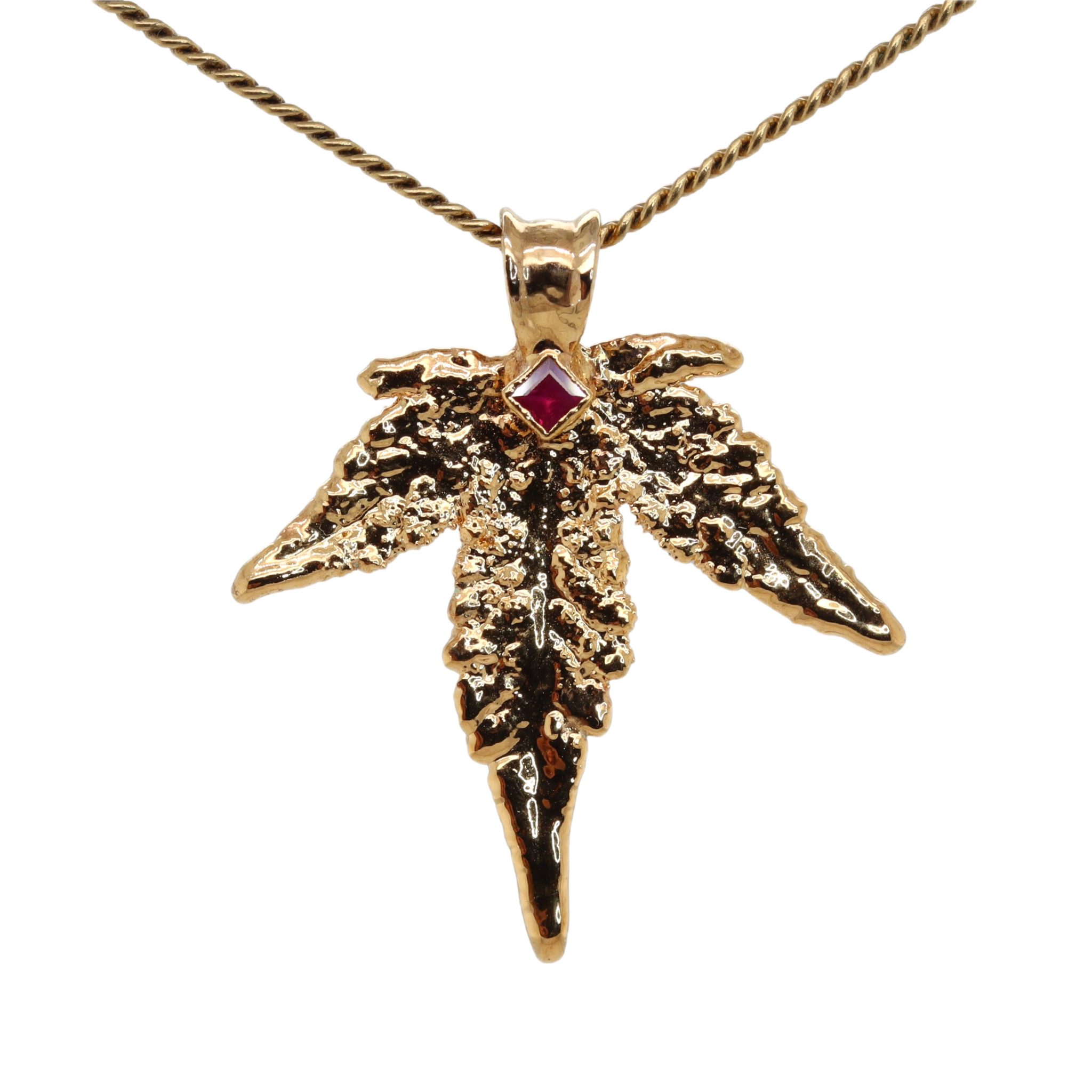 18k Plum OG Sugar Leaf with Ruby