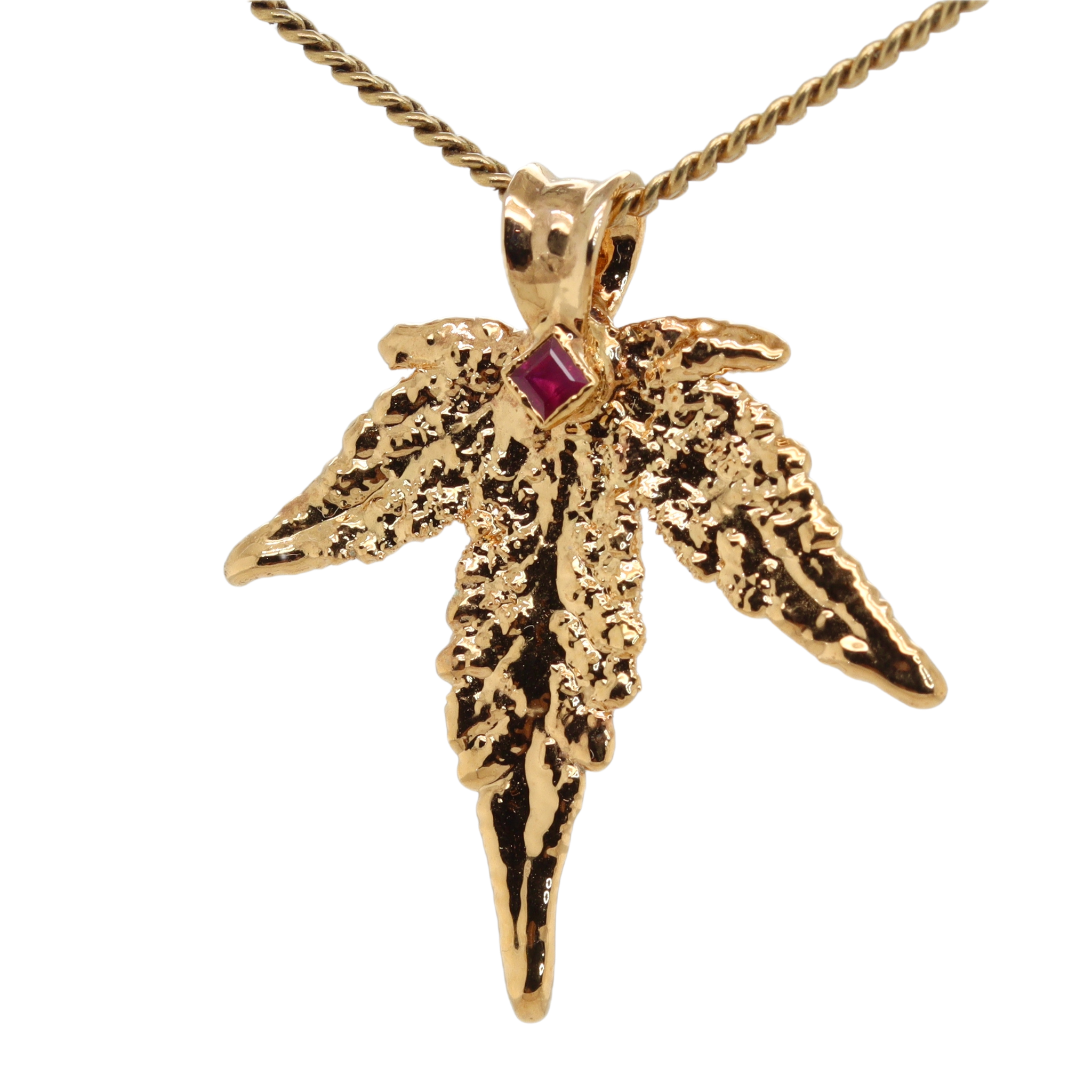 18k Plum OG Sugar Leaf with Ruby