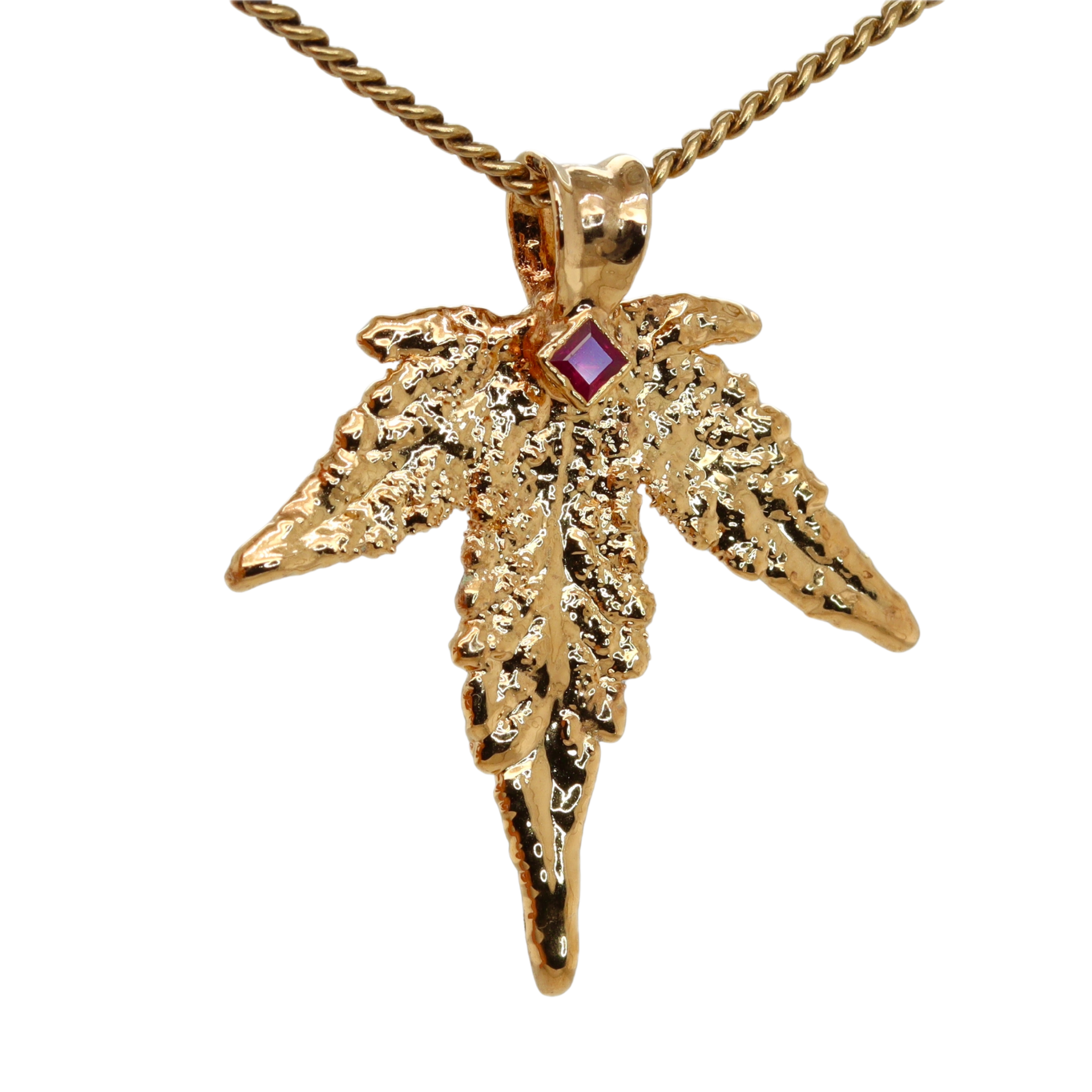 18k Plum OG Sugar Leaf with Ruby