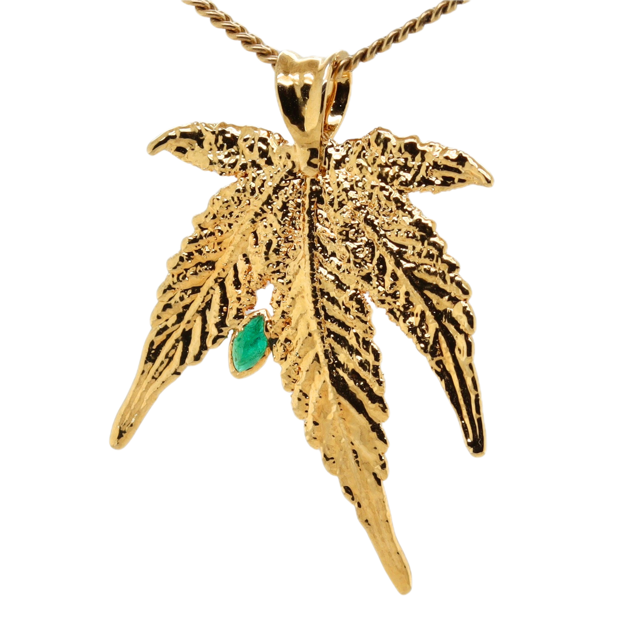 18k Plum OG Sugar Leaf with Emerald