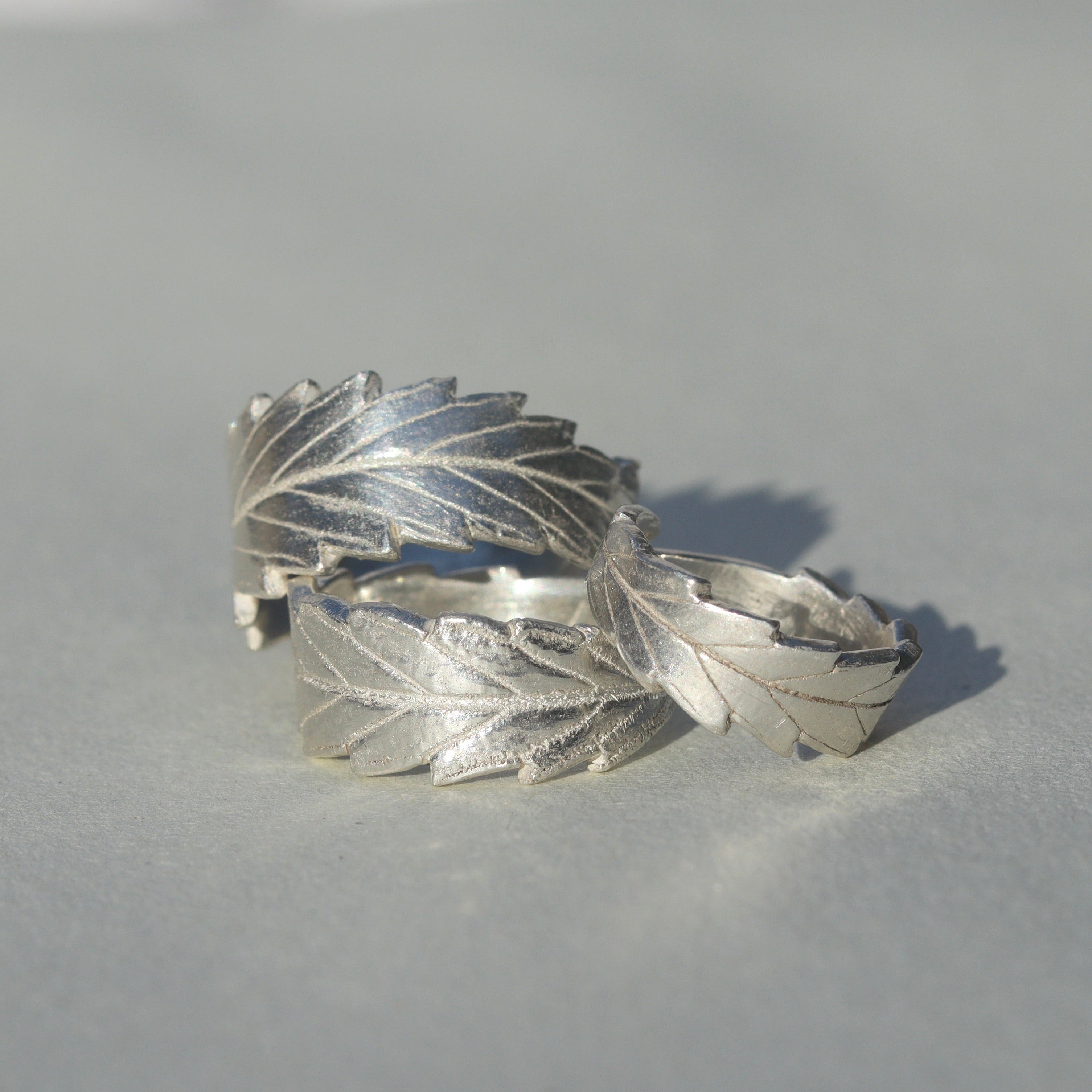 Living Leaf Fine Silver Ring Band