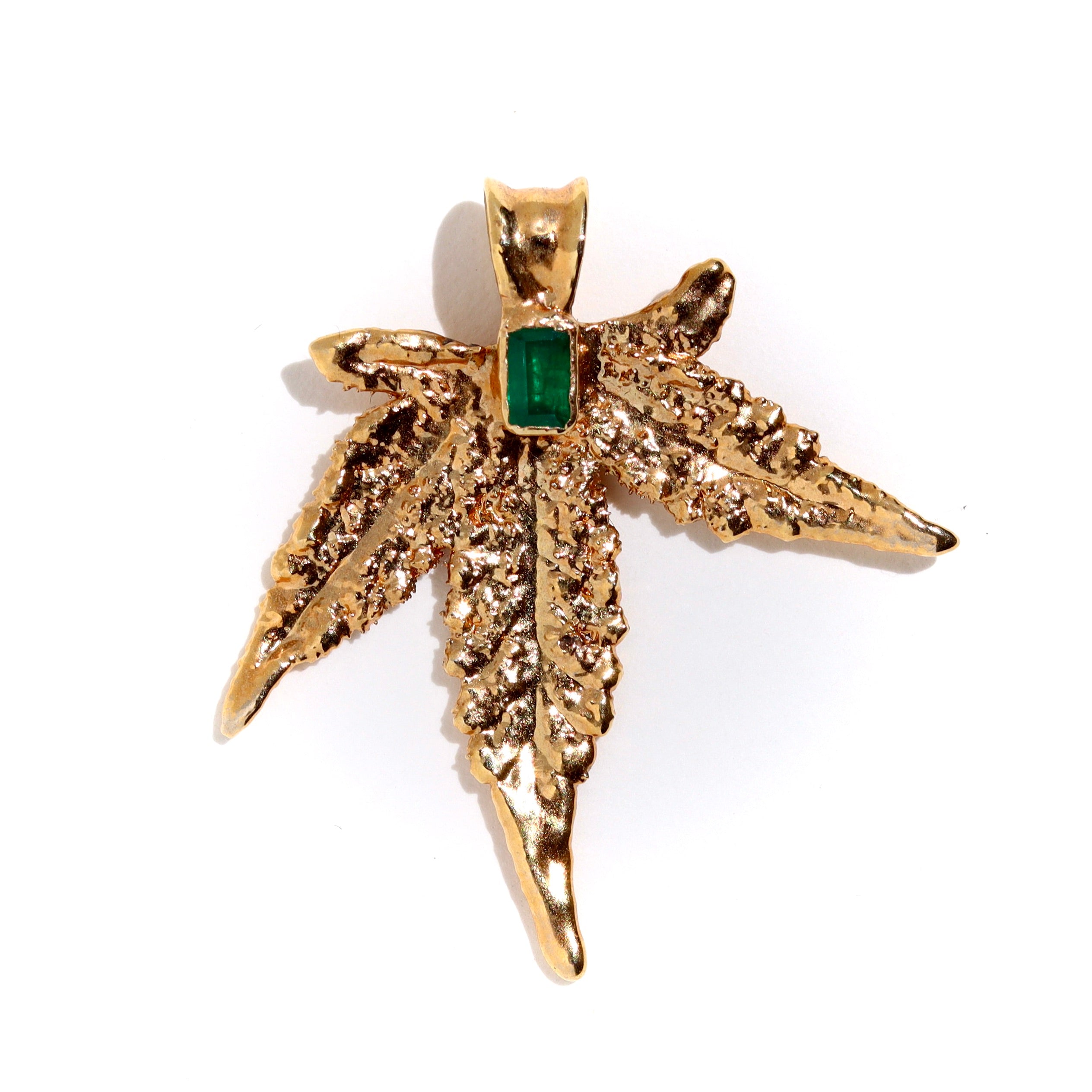 18k Plum OG Sugar Leaf with Emerald