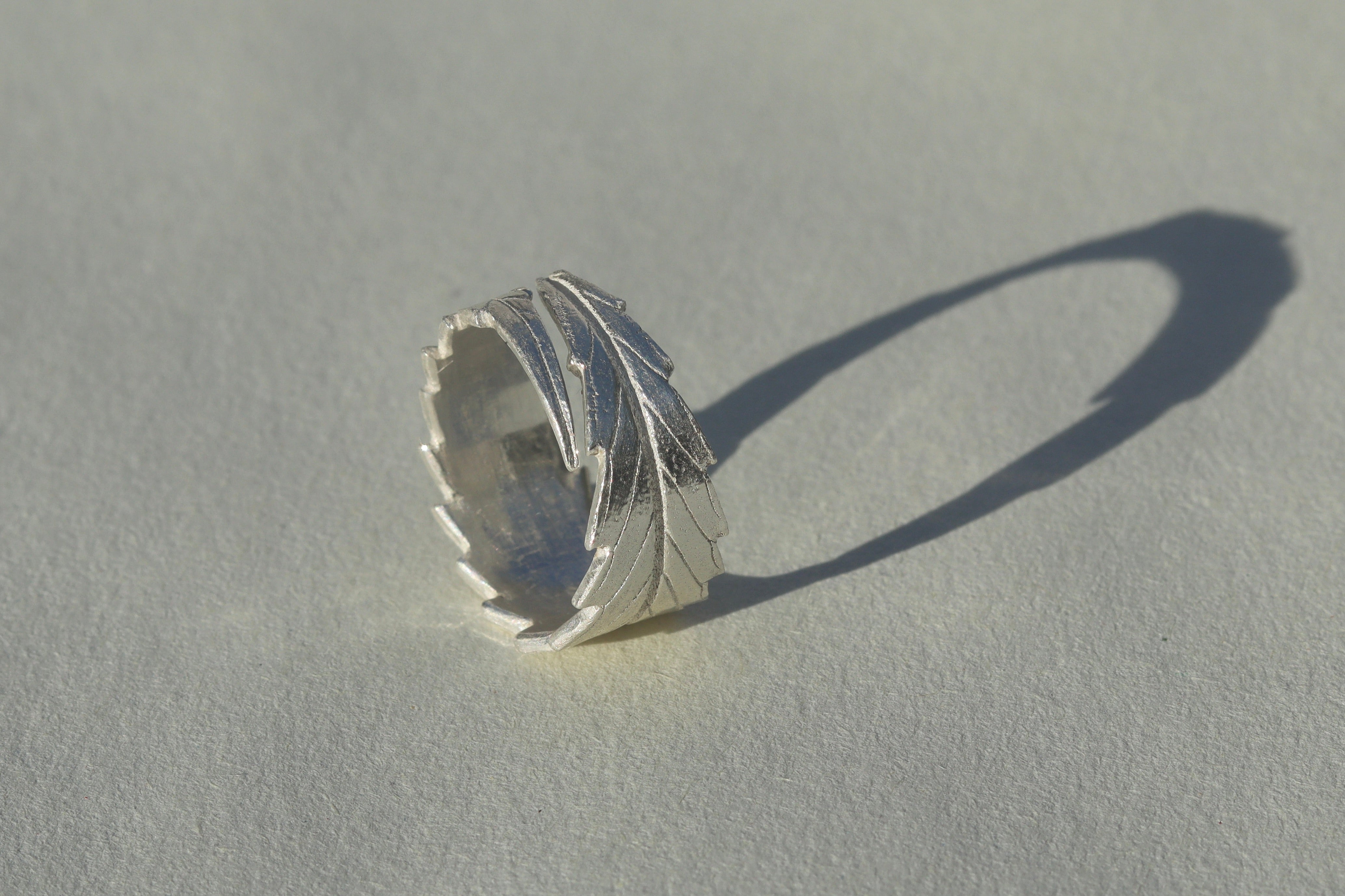 Living Leaf Fine Silver Ring Band