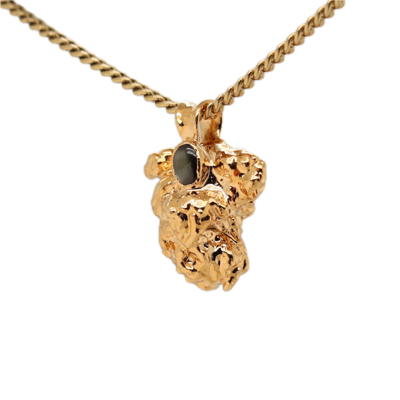 Real Gold Bud Pendant | Zkittles Strain Cannabis Jewelry with Black Star Sapphire