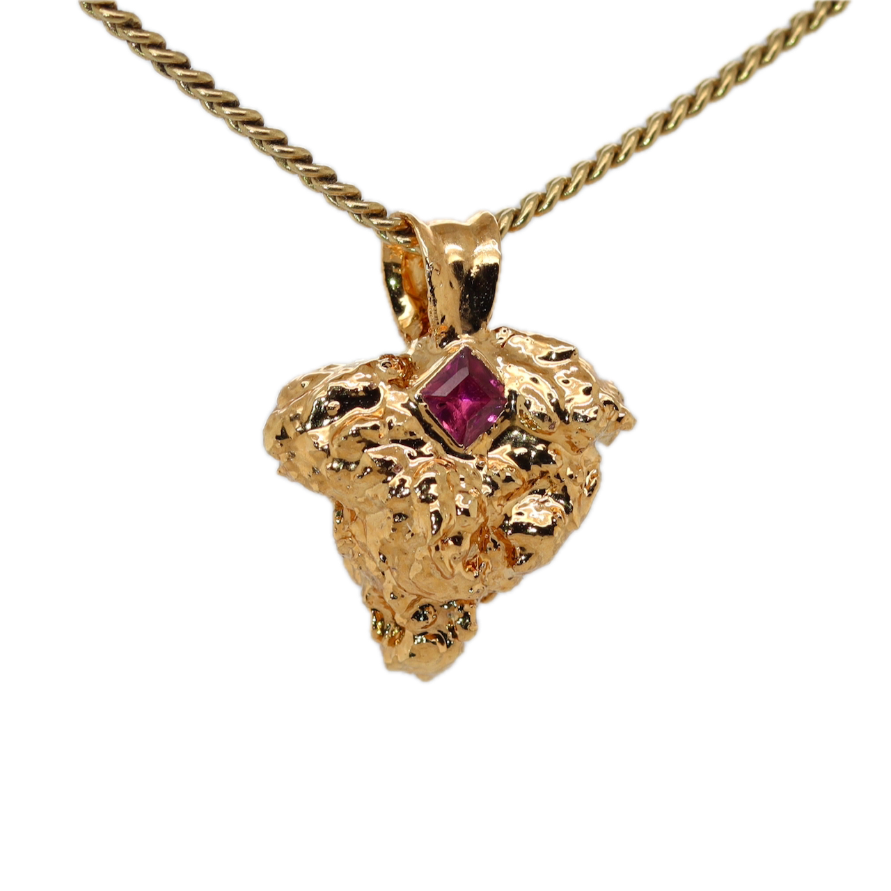 Real Gold Bud Pendant | Tej Strain Cannabis Jewelry with Tourmaline