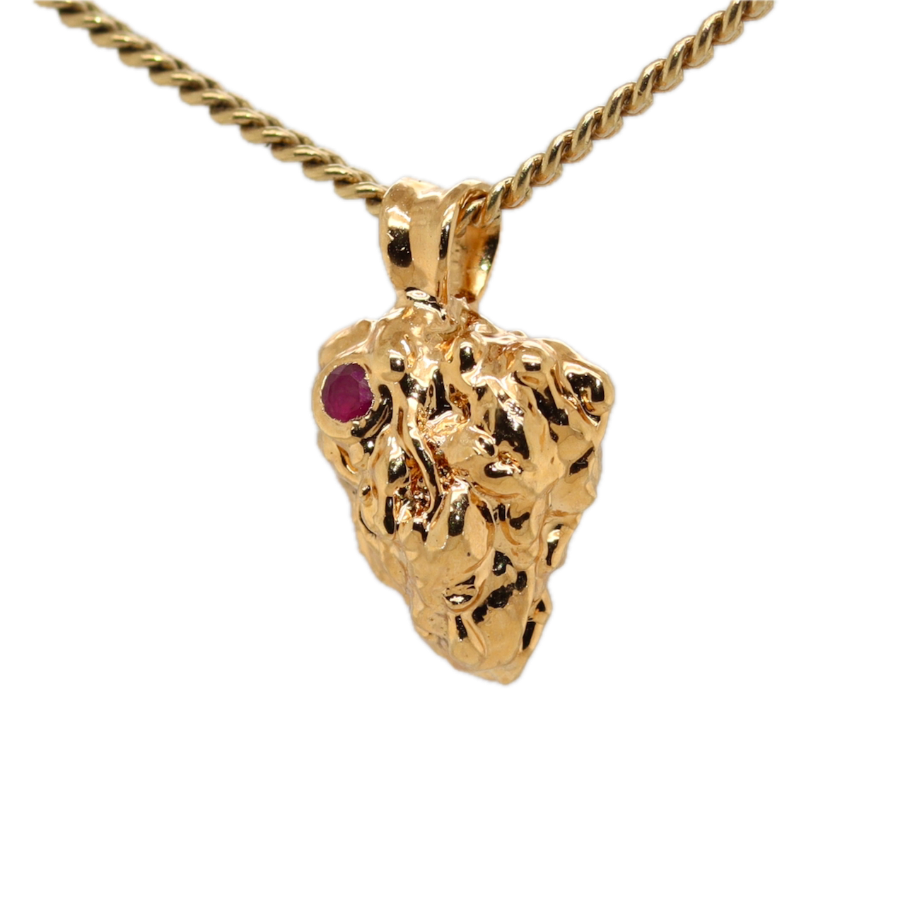 Real Gold Bud Pendant | Afe Negus Strain Cannabis Jewelry with Ruby