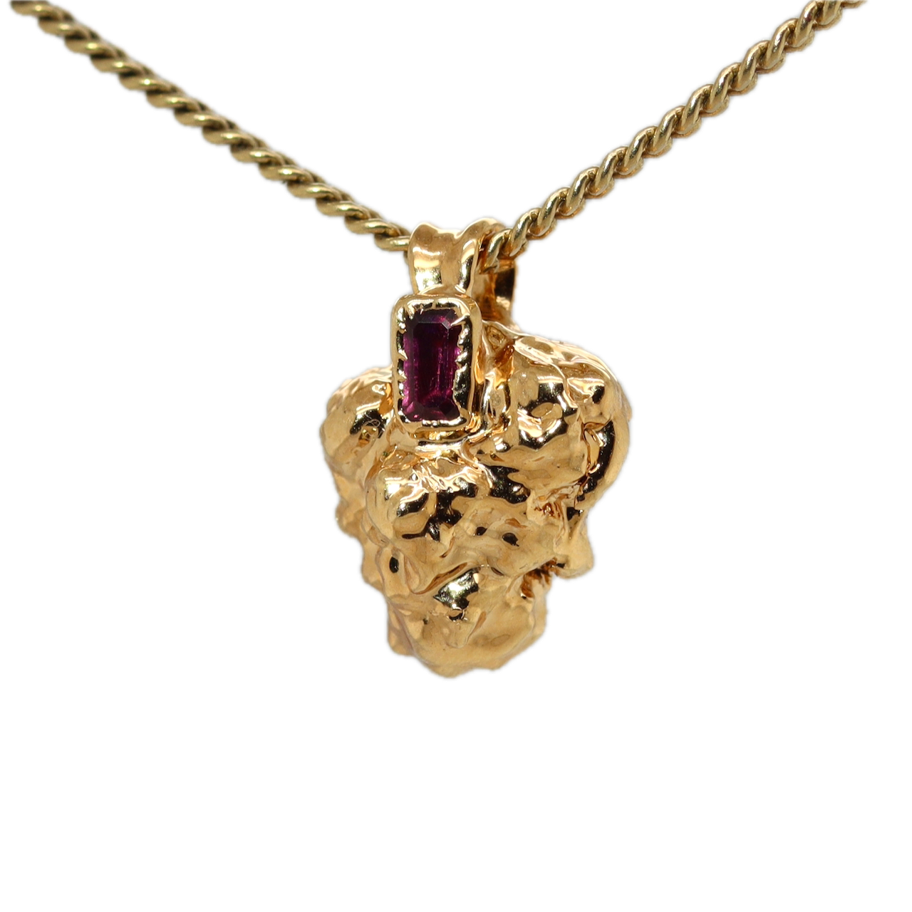 Real Gold Bud Pendant | Cookies Strain Cannabis Jewelry with Garnet