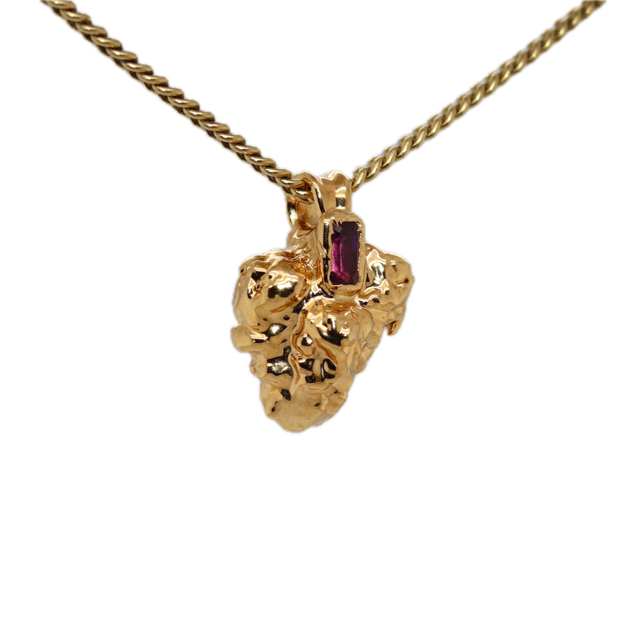 Real Gold Bud Pendant | Cookies Strain Cannabis Jewelry with Garnet