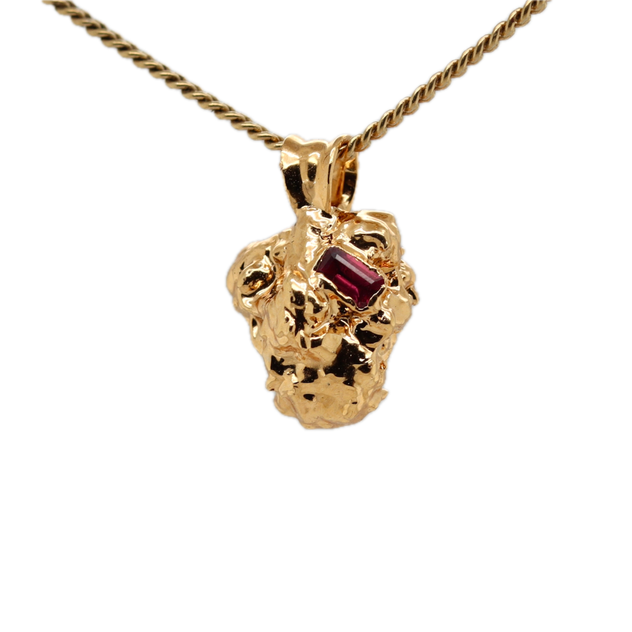 Real Gold Bud Pendant | Runtz Strain Cannabis Jewelry with Garnet