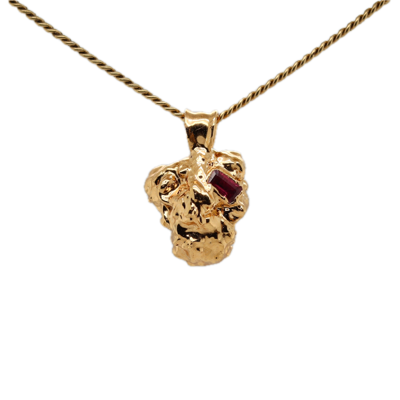 Real Gold Bud Pendant | Runtz Strain Cannabis Jewelry with Garnet