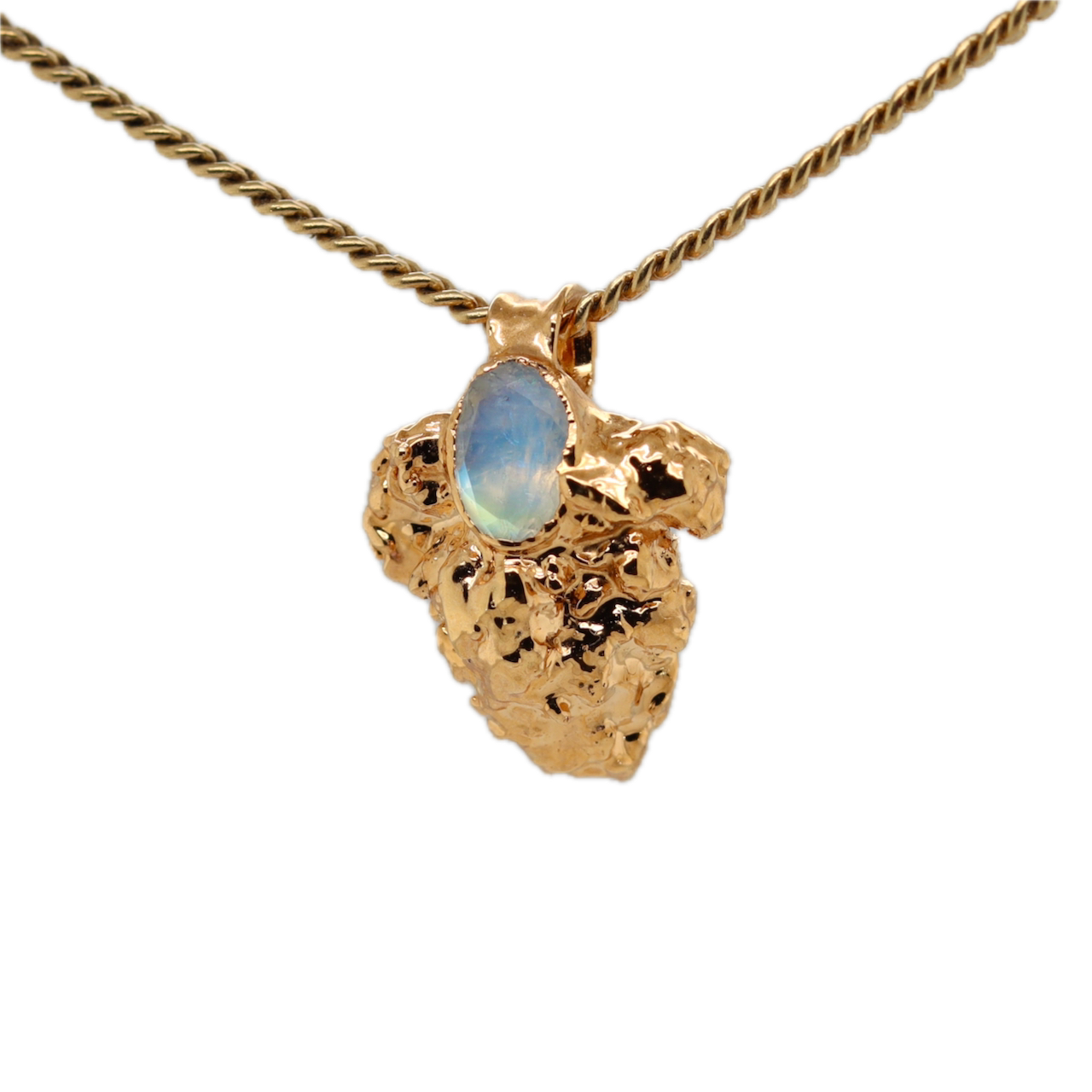 Real Gold Bud Pendant | Cookies Strain Cannabis Jewelry with Moonstone