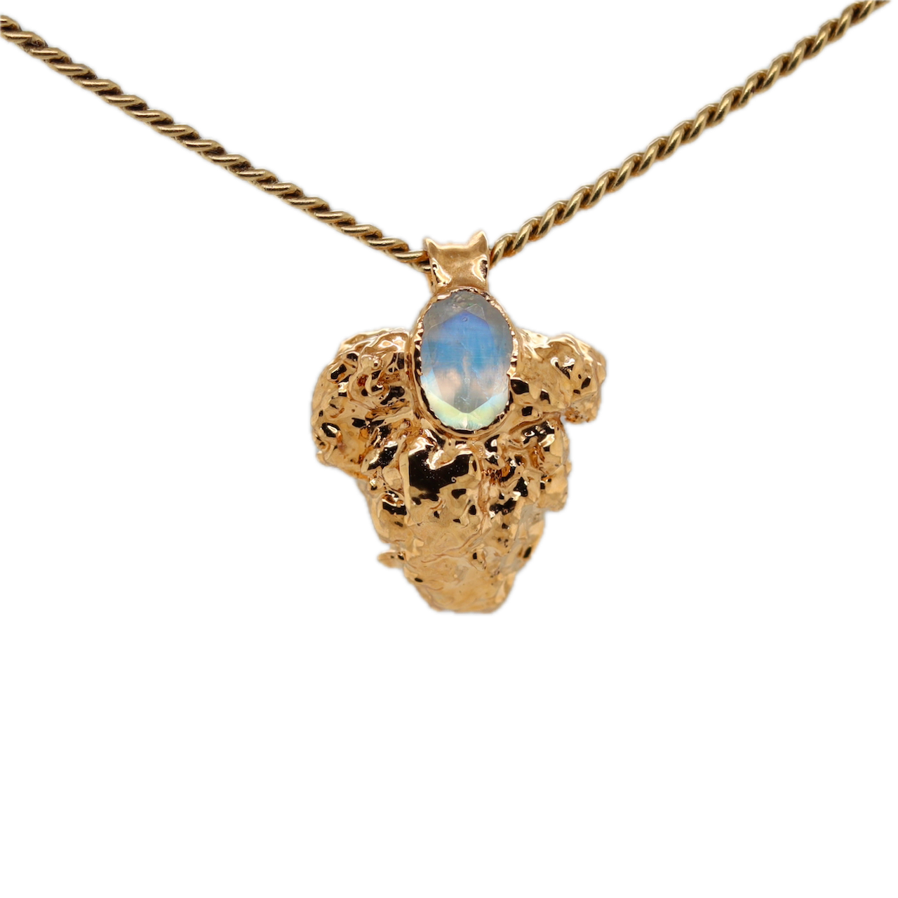 Real Gold Bud Pendant | Cookies Strain Cannabis Jewelry with Moonstone