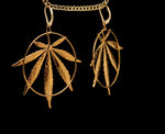 Load image into Gallery viewer, 24k Lalibela Leaf Earrings with Emerald
