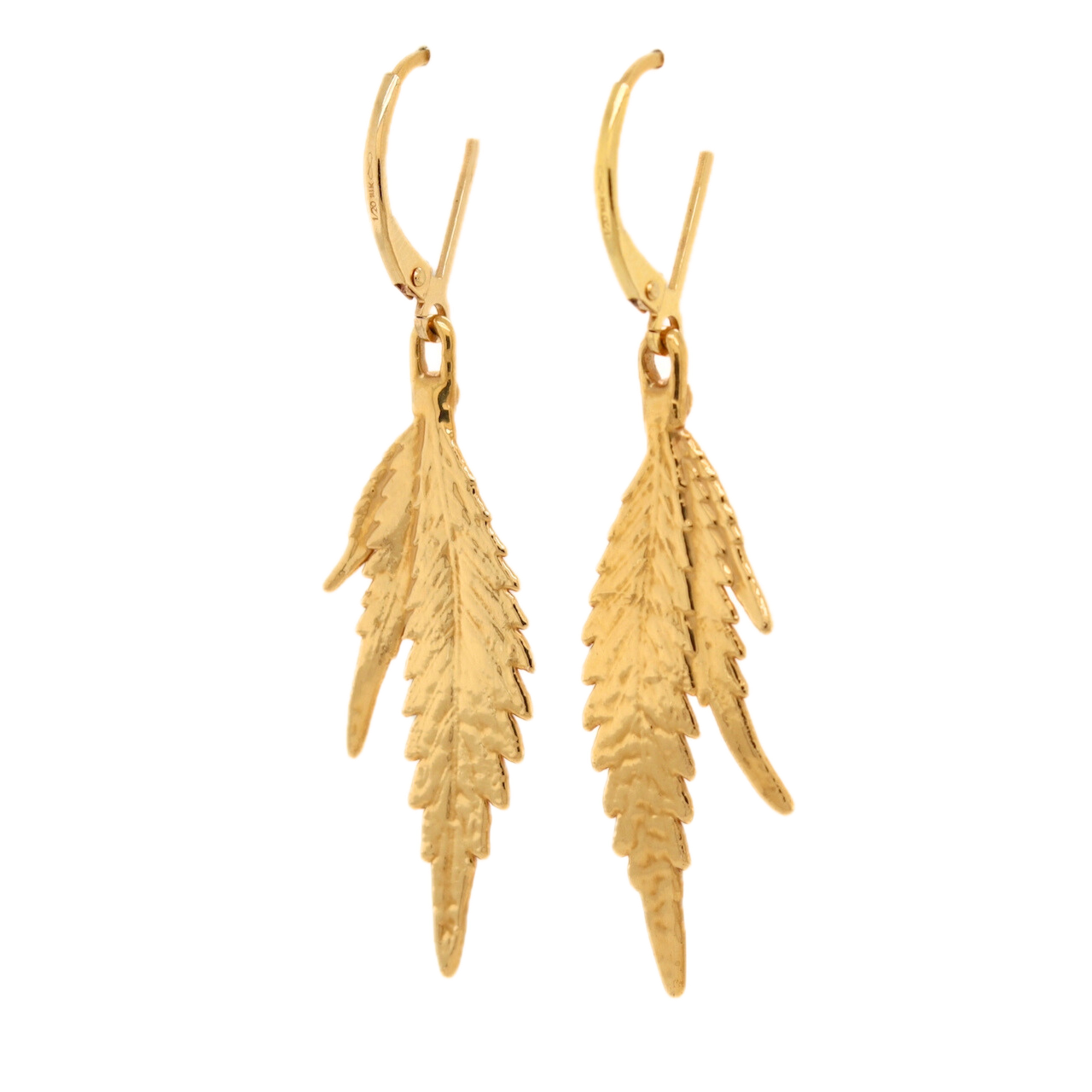 24k Cannabis Leaf Earrings with Diamond