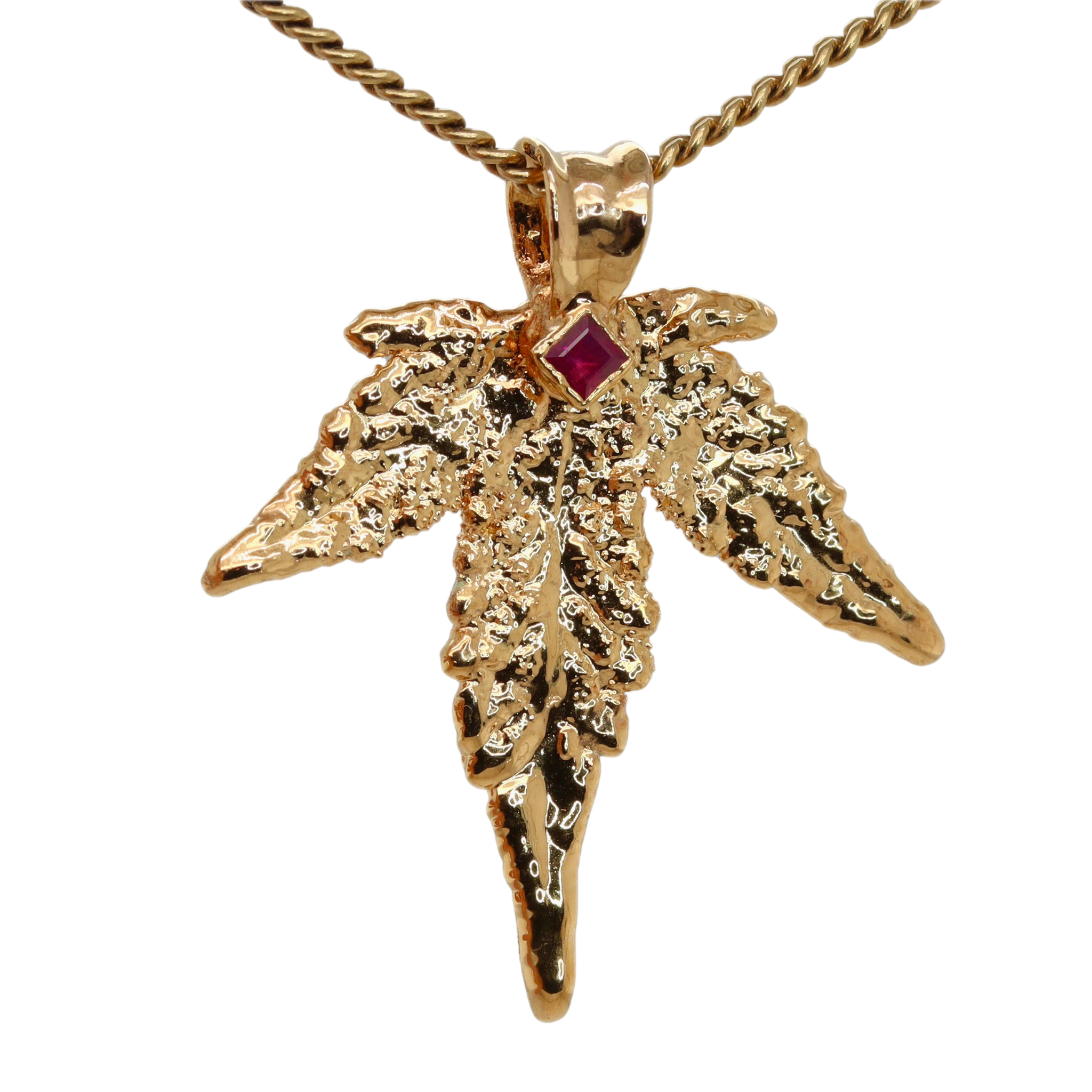 18k Plum OG Sugar Leaf with Ruby
