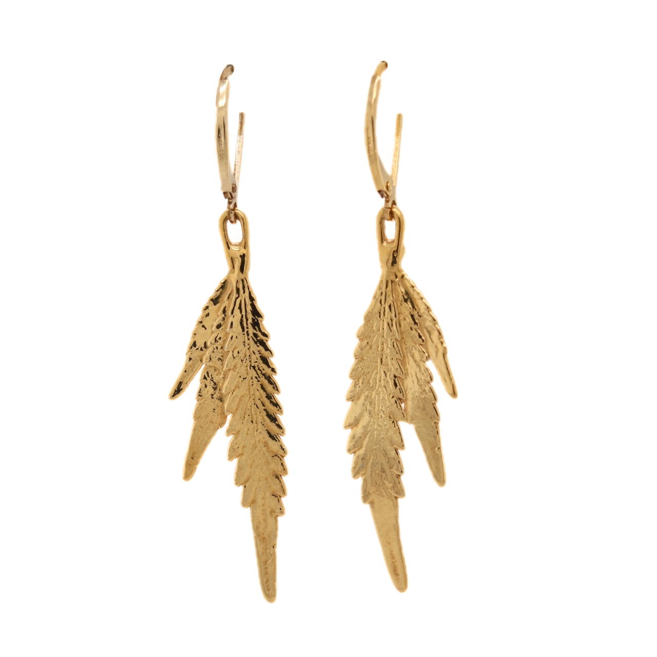 24k Cannabis Leaf Earrings with Diamond