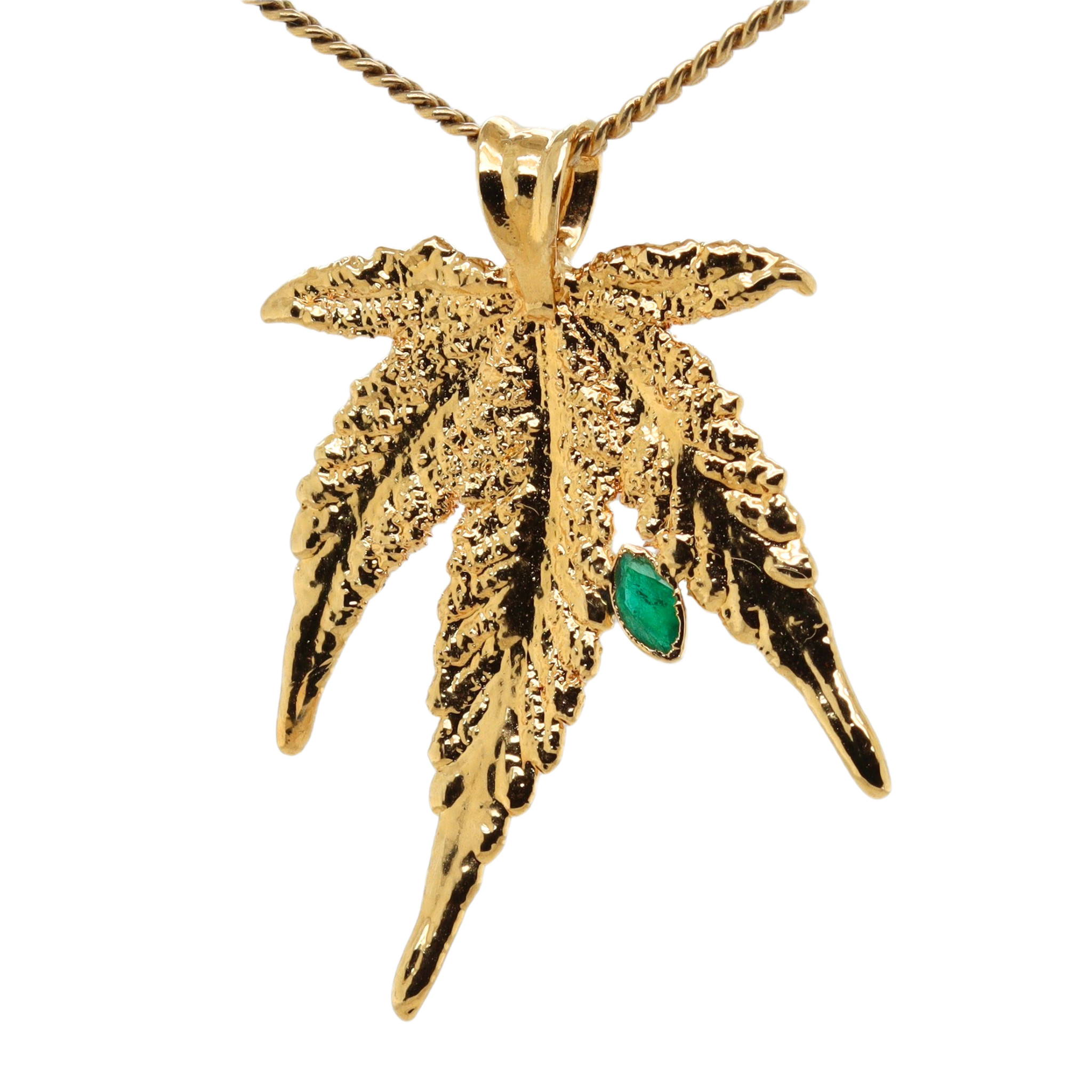 18k Plum OG Sugar Leaf with Emerald