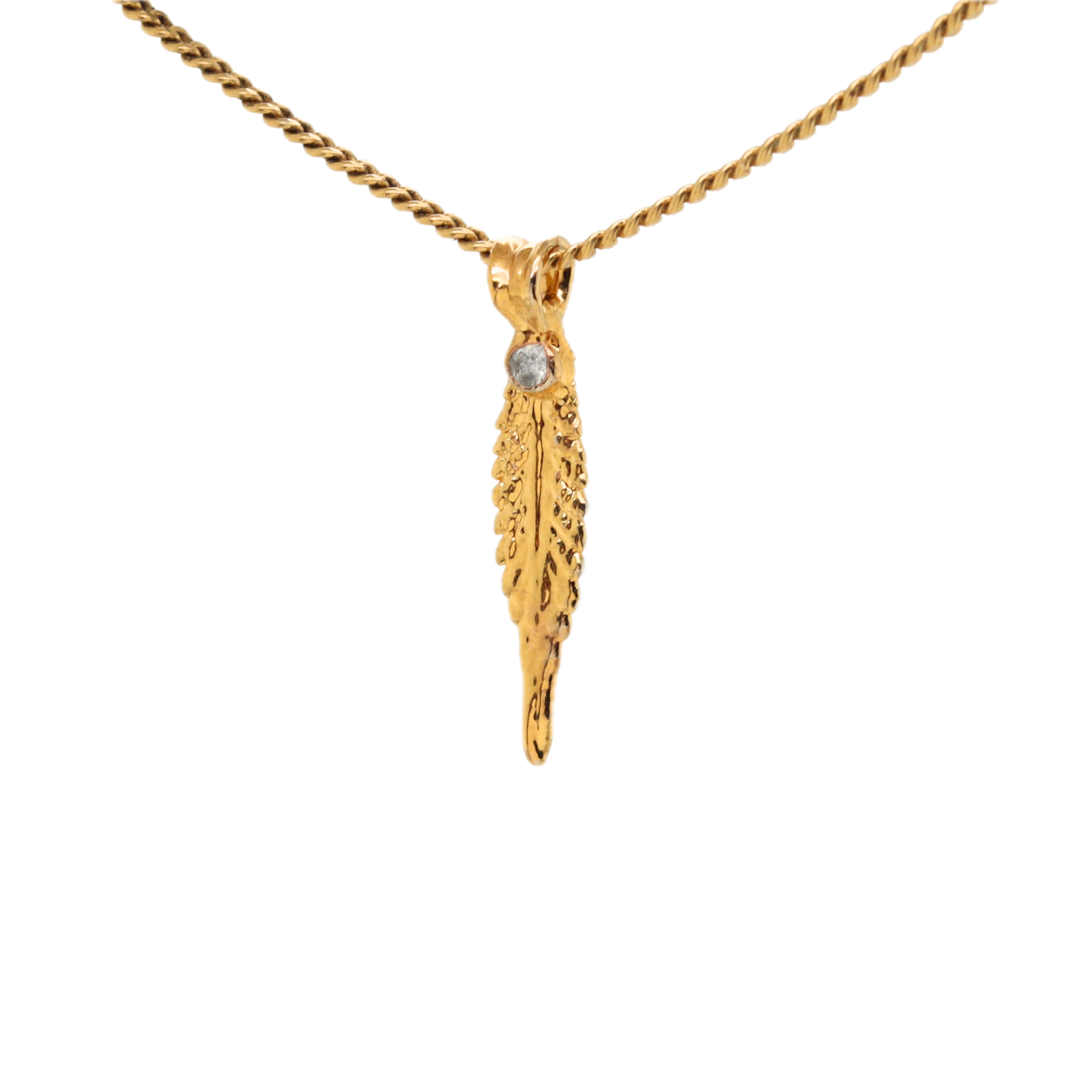 18k Tej Leaf with White Sapphire