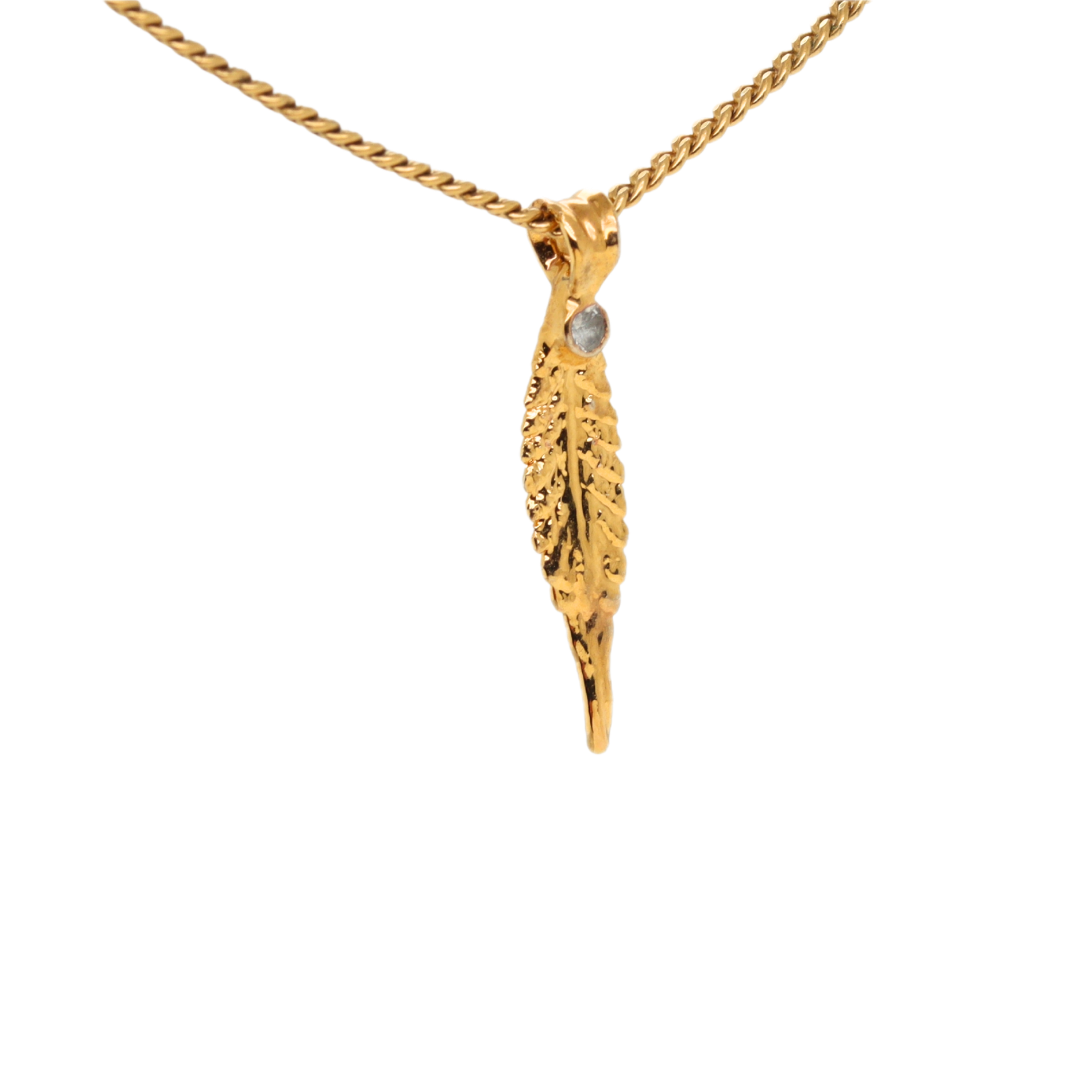 18k Tej Leaf with White Sapphire