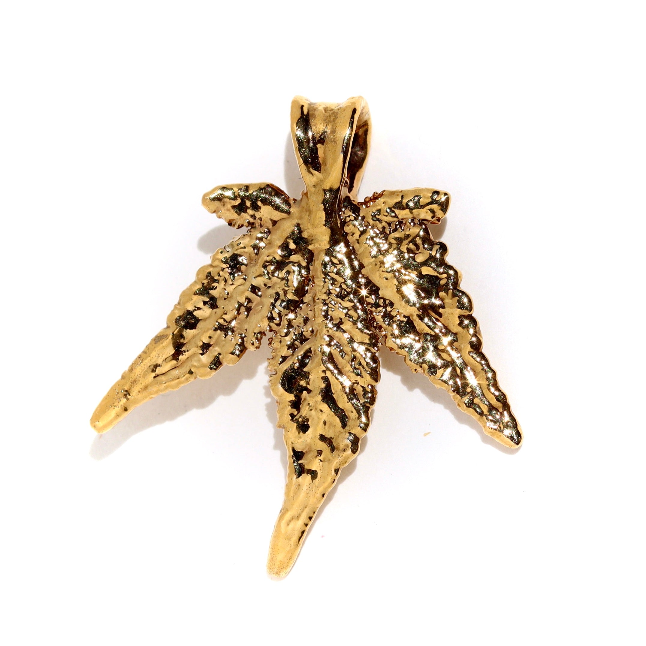 18k Plum OG Sugar Leaf with Emerald Crystal