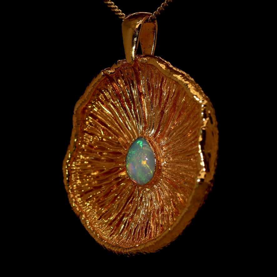 24k Special Collection Cap Pendant with Ethiopian Opal