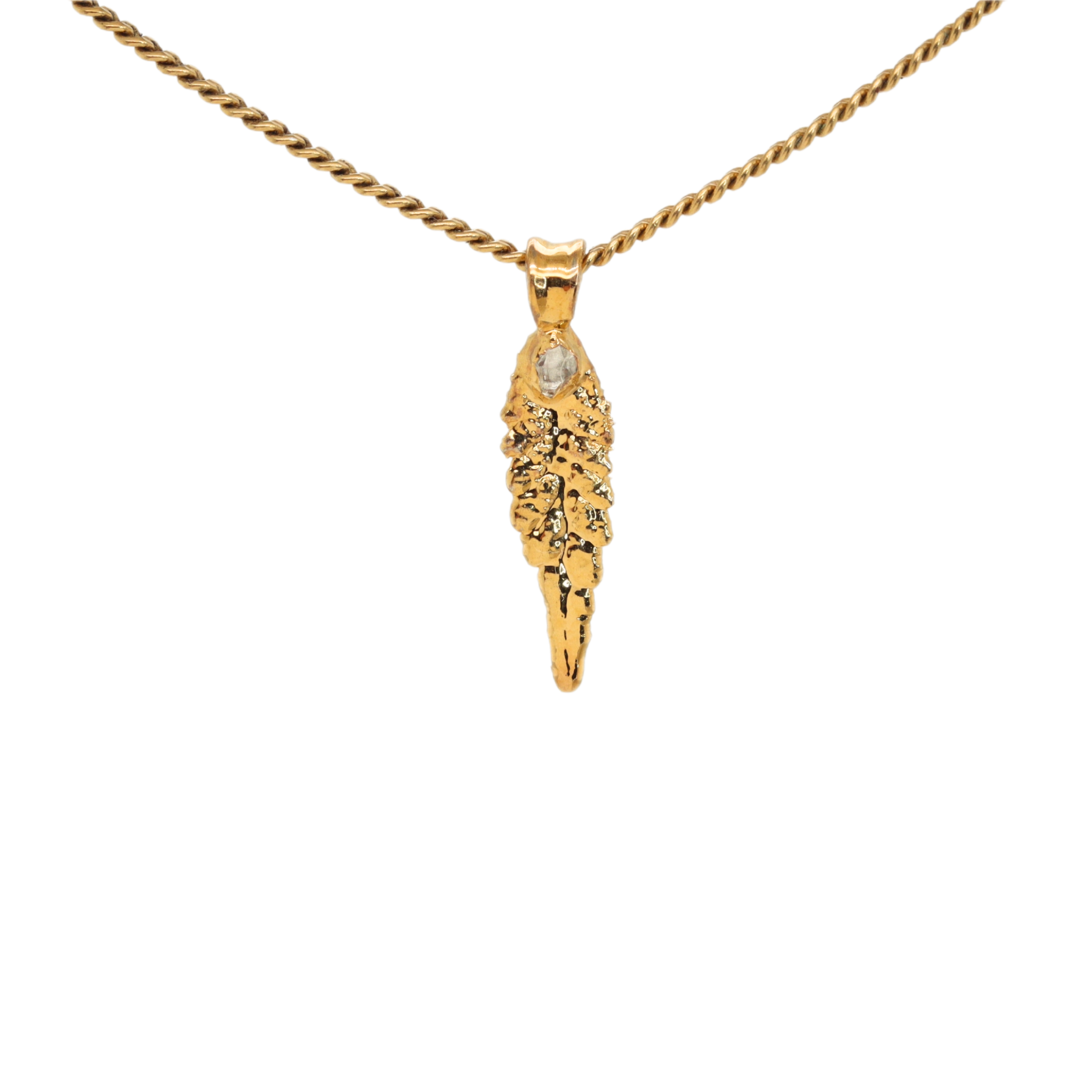 18k Plum OG Leaf with Herkimer Diamond