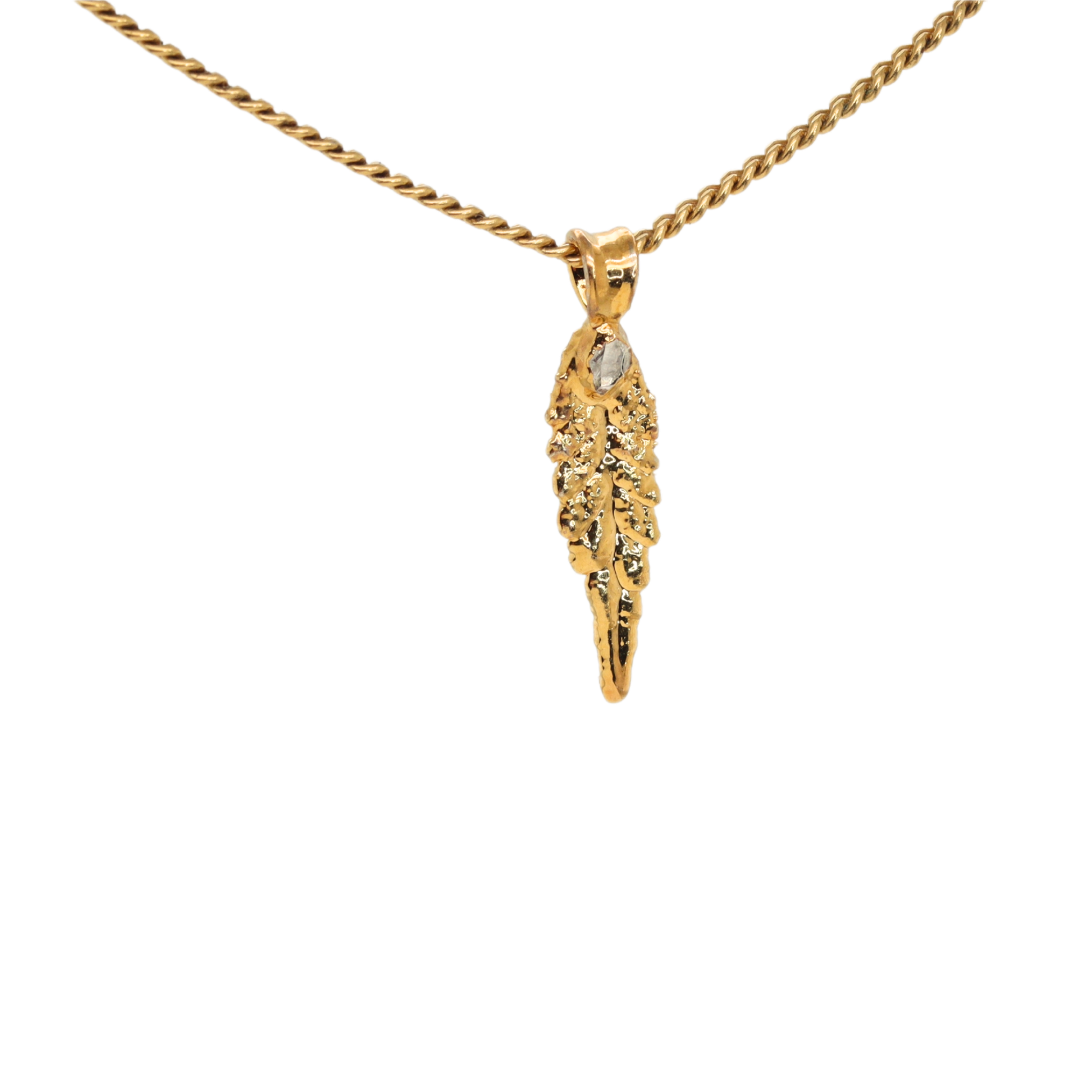 18k Plum OG Leaf with Herkimer Diamond