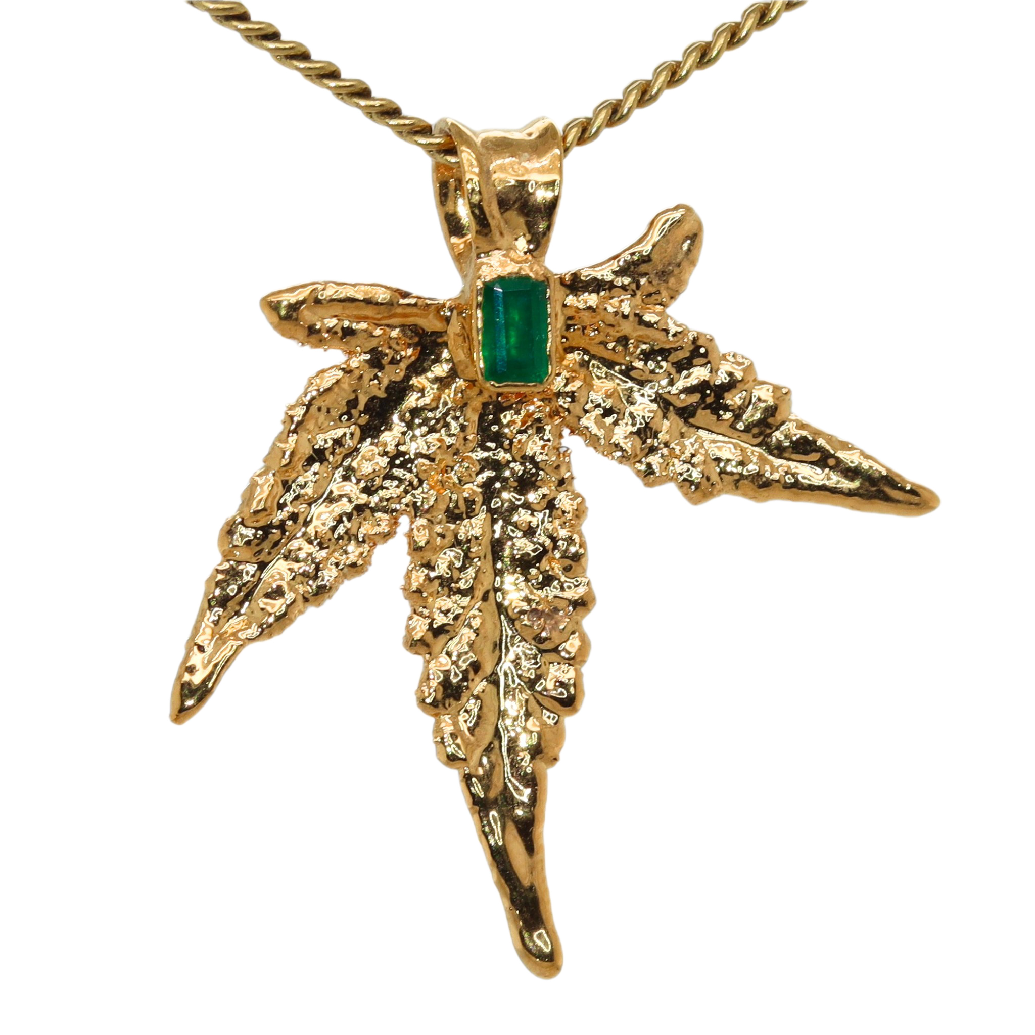 18k Plum OG Sugar Leaf with Emerald