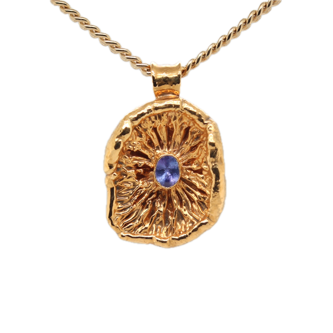 24k Special Collection Cap Pendant with Tanzanite and White Sapphire