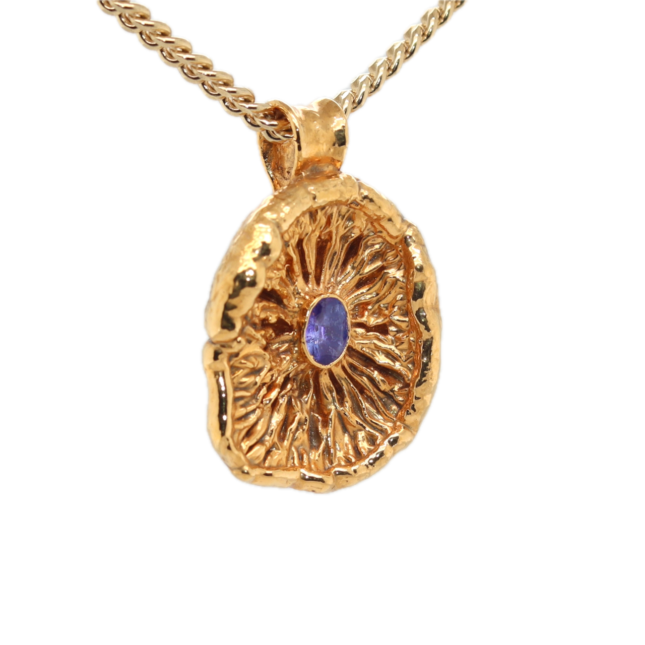 24k Special Collection Cap Pendant with Tanzanite and White Sapphire