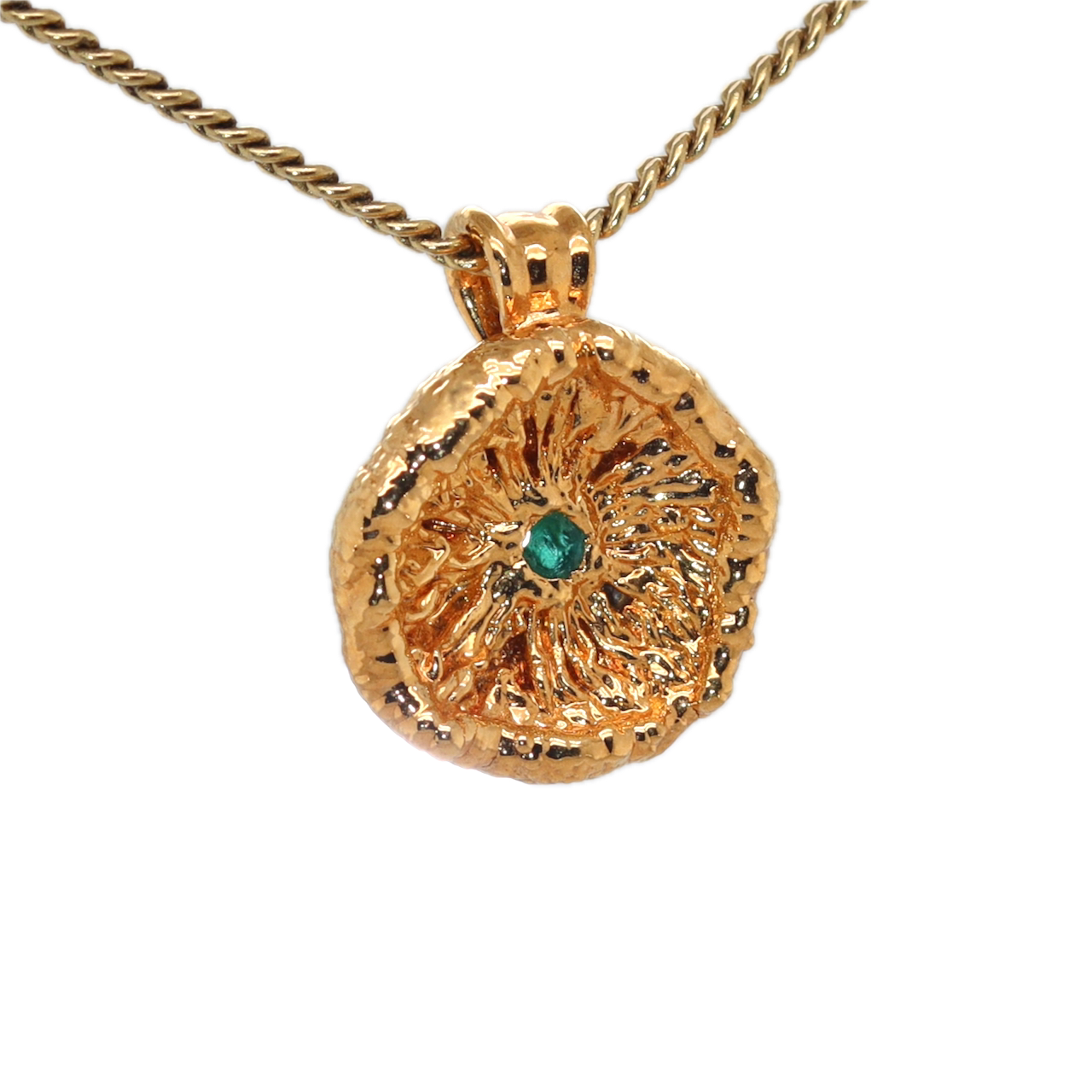 24k Special Collection Cap Pendant with Emerald