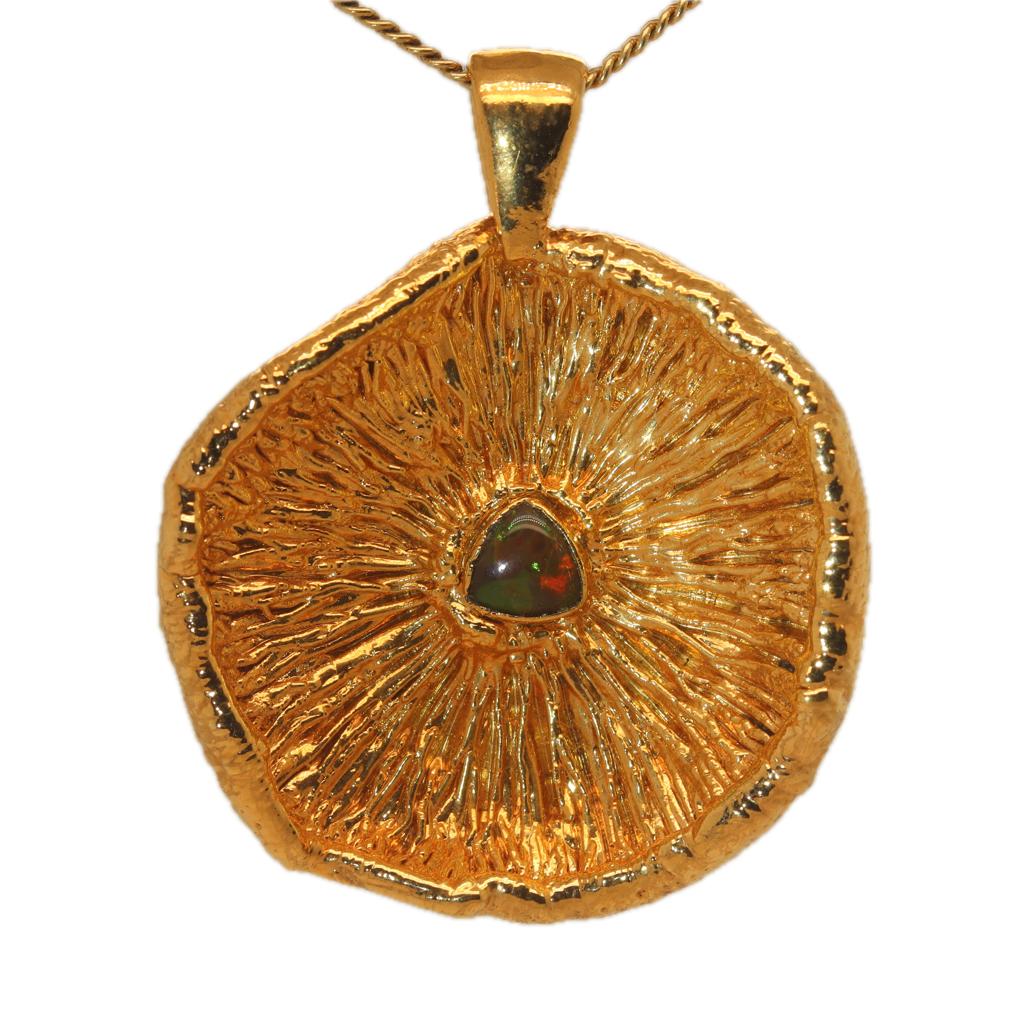 24k Special Collection Cap Pendant with Ethiopian Opal - Ras Boss