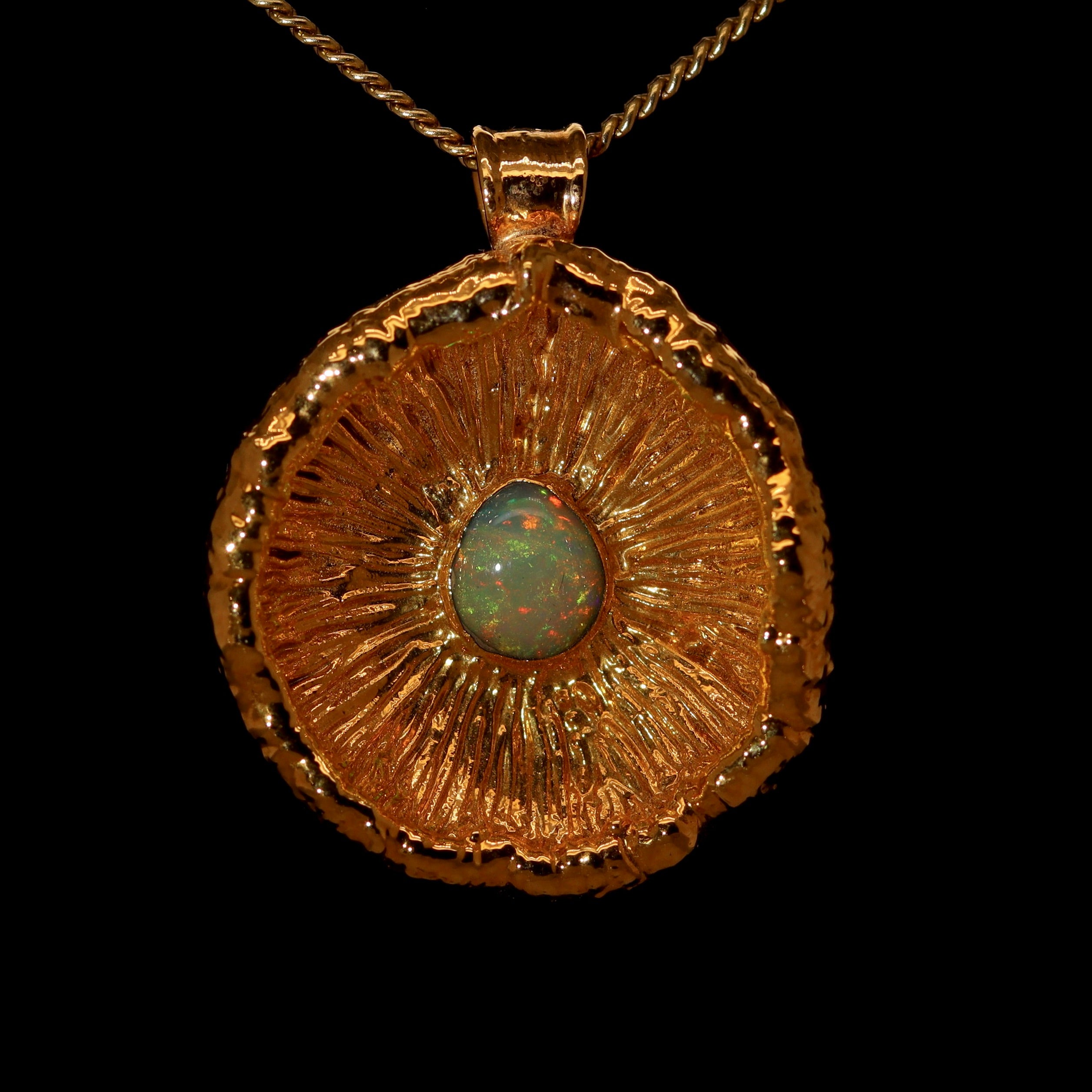 24k Special Collection Cap Pendant with Ethiopian Opal