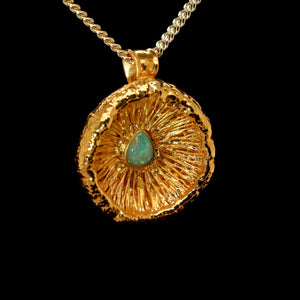 24k Special Collection Cap Pendant with Ethiopian Opal and Emerald