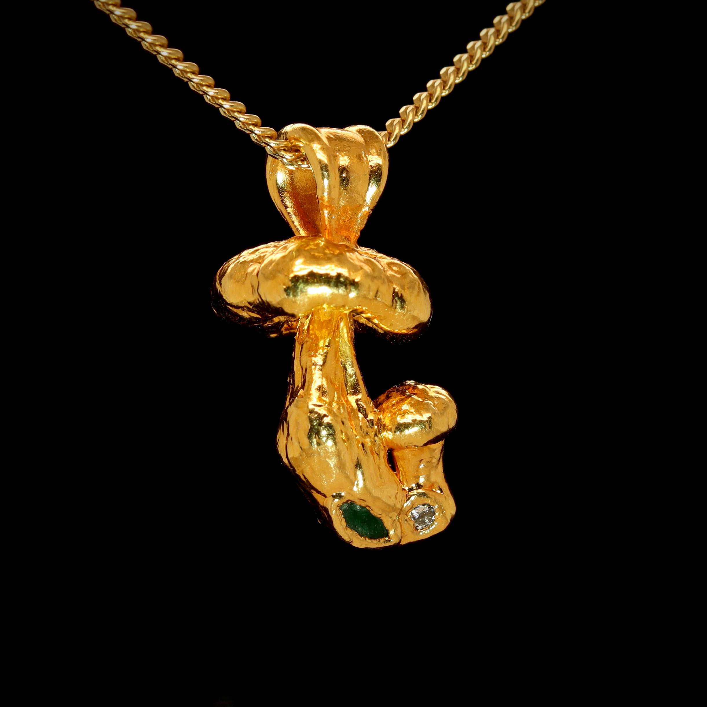 18k Special Collection Pendant with Diamond and Emerald