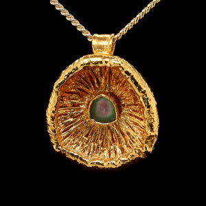 24k Special Collection Cap Pendant with Watermelon Tourmaline