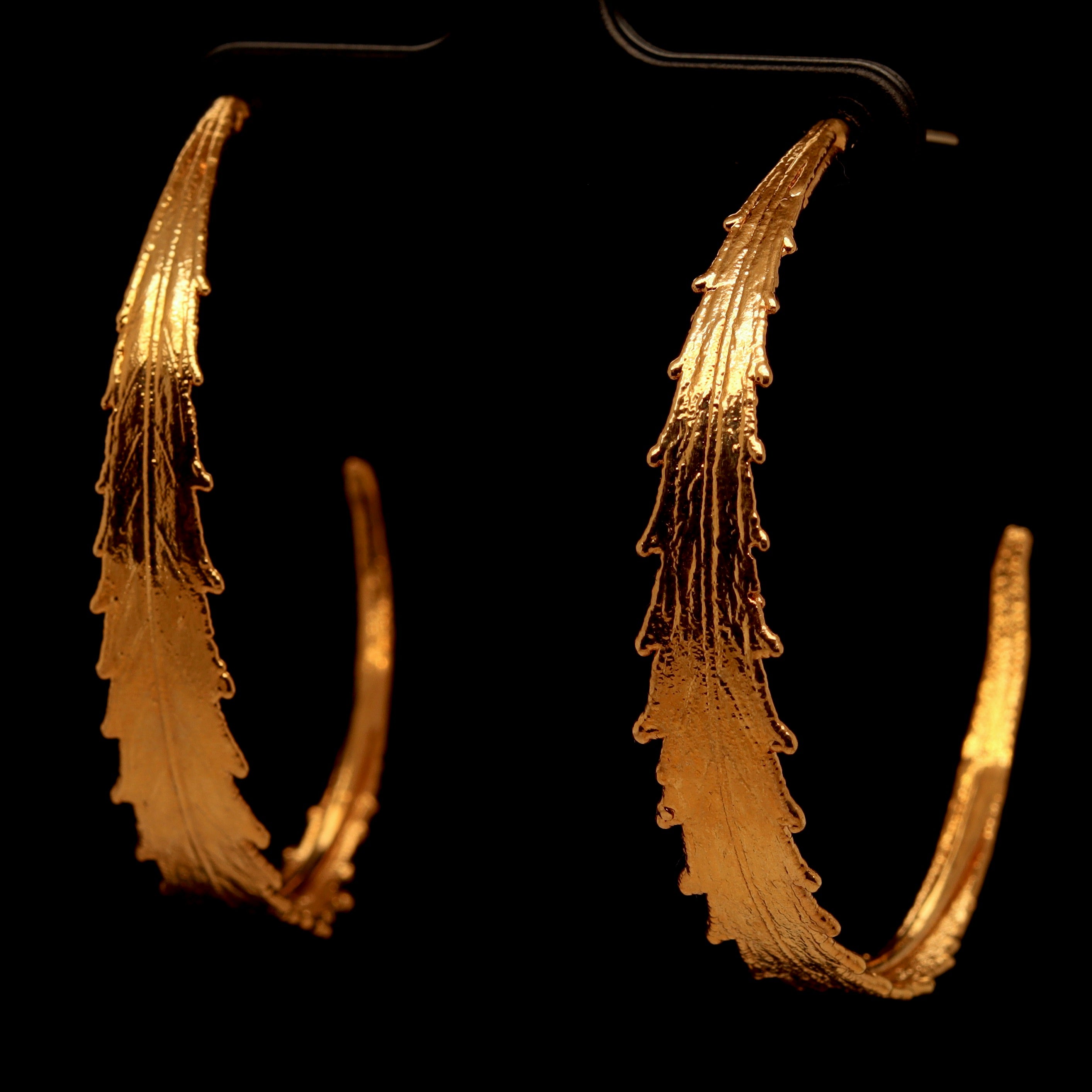 24k Cannabis Leaf Hoop Earrings