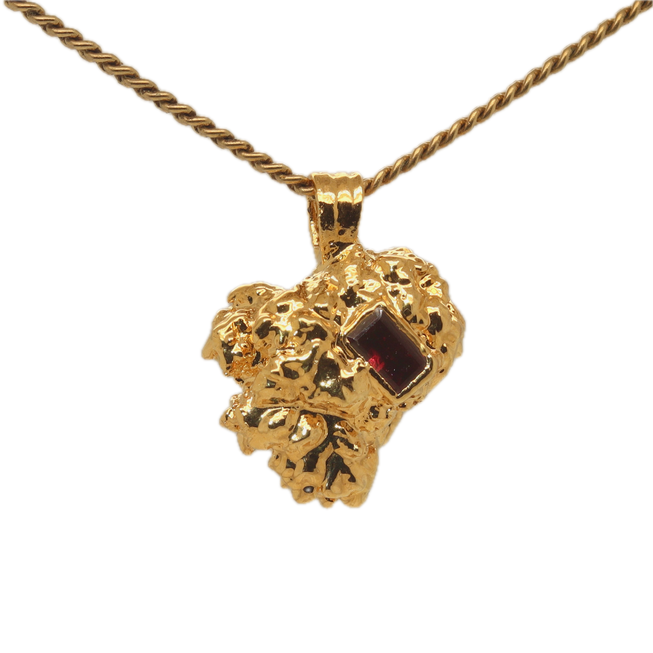 18k OG Bud Pendant with Garnet - Ras Boss