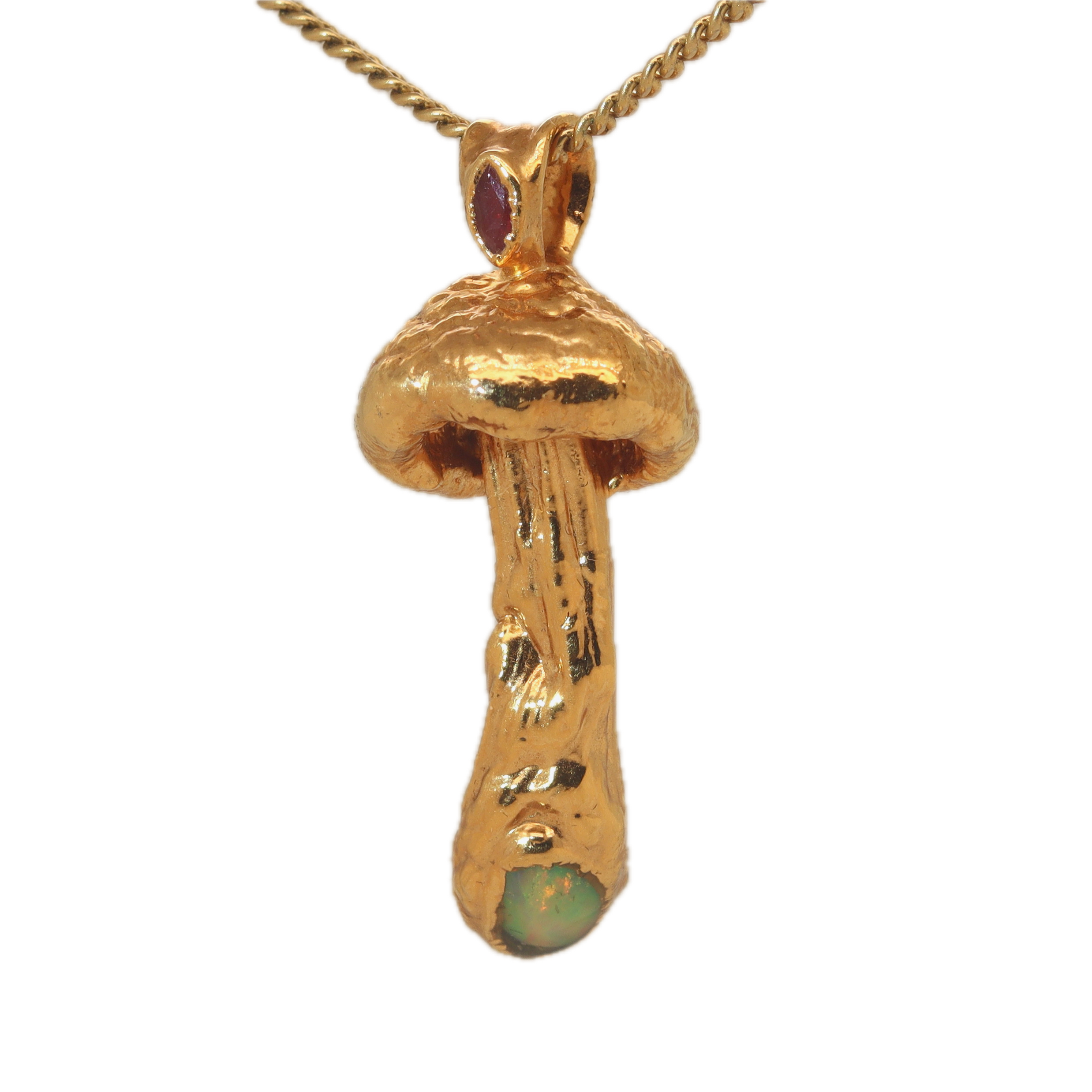 18k Special Collection Pendant with Ethiopian Opal and Ruby - Ras Boss