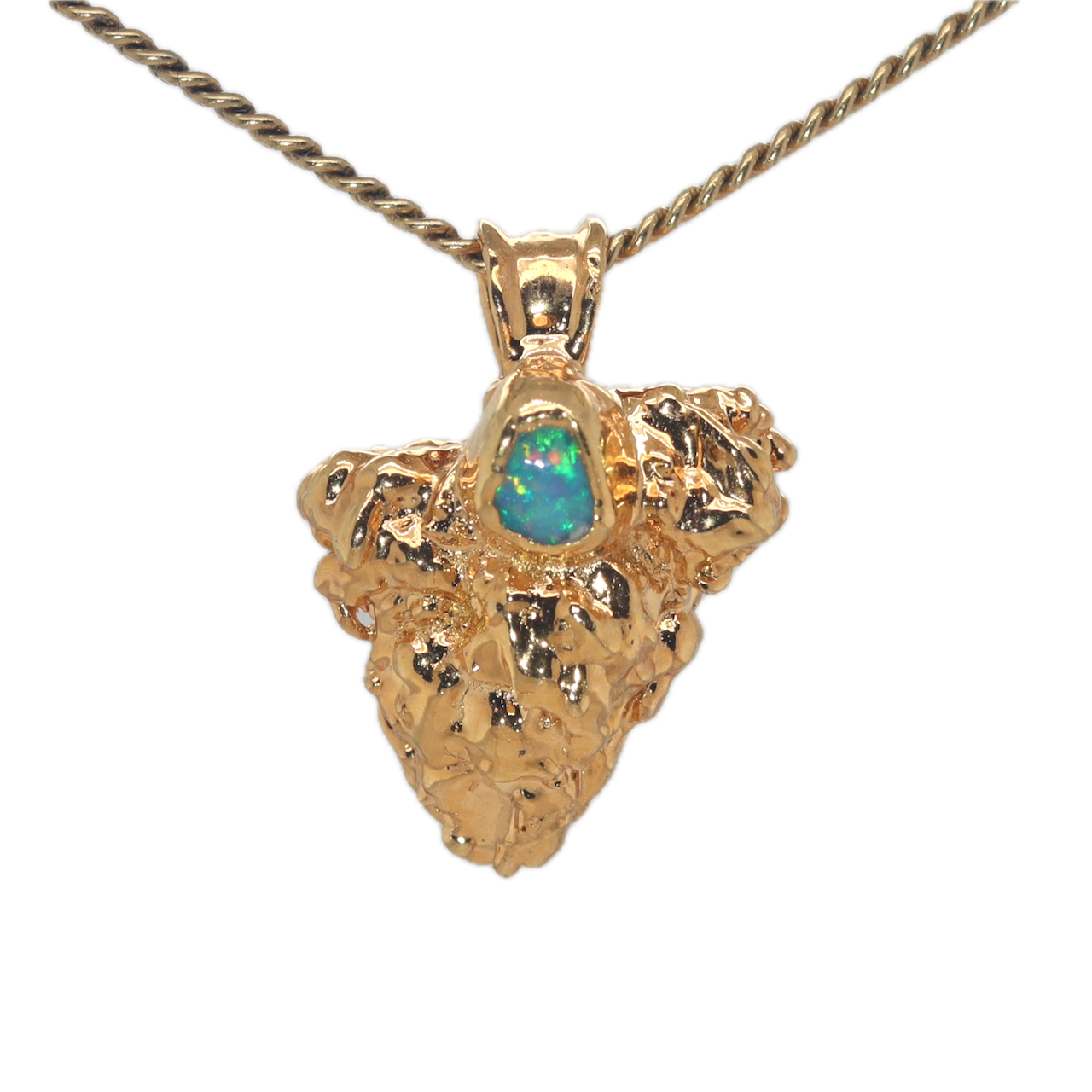 Real Gold Bud Pendant | OG Kush Cannabis Jewelry with Ethiopian Opal