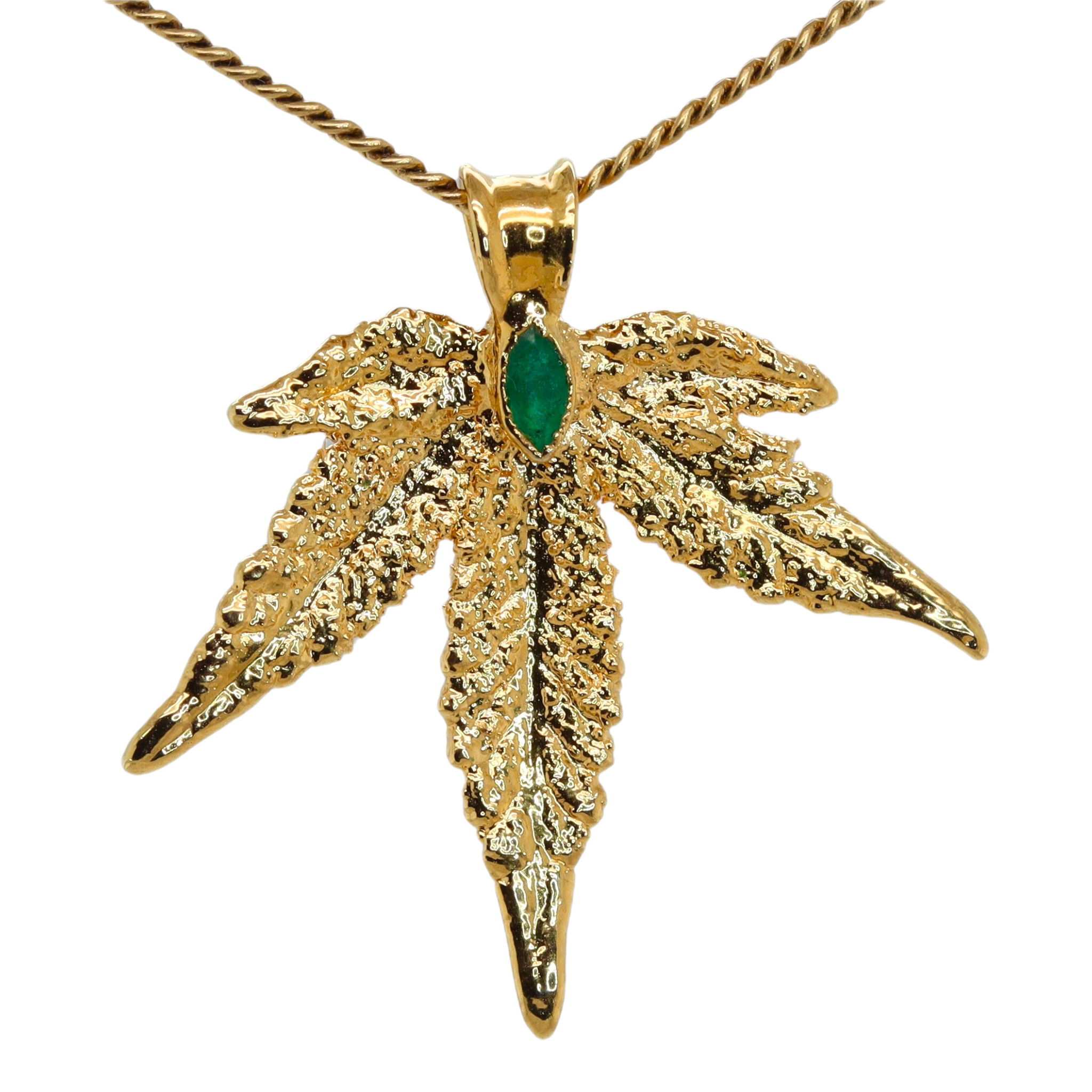18k Plum OG Sugar Leaf with Emerald