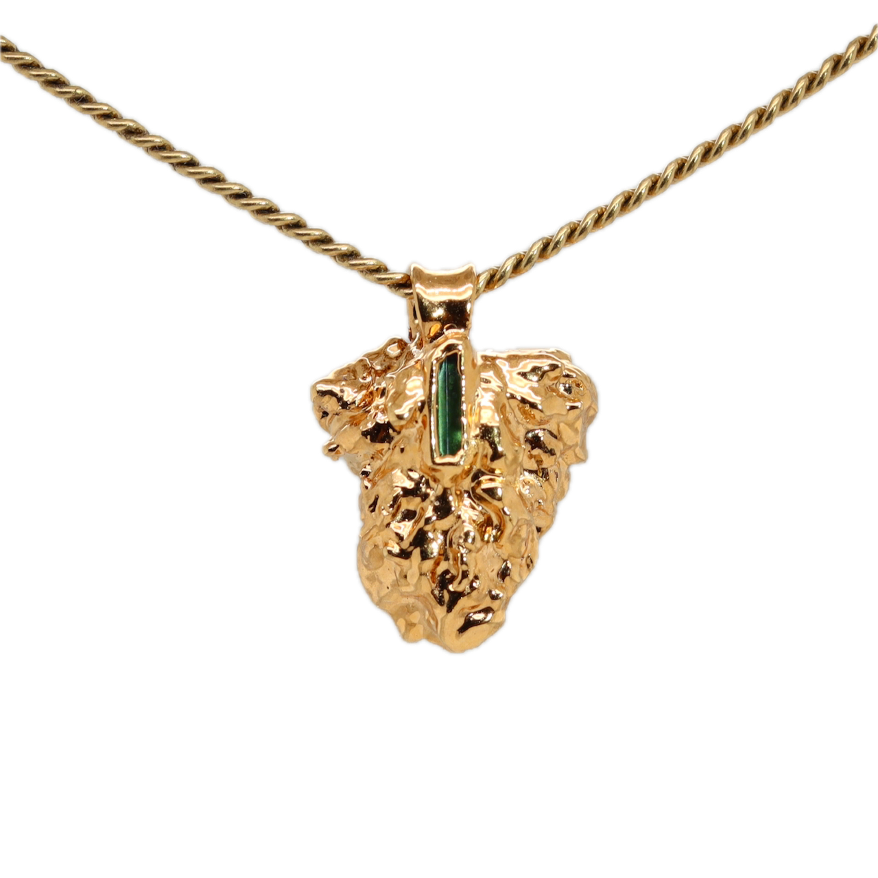 Real Gold Bud Pendant | OG Kush Strain Cannabis Jewelry with Tourmaline