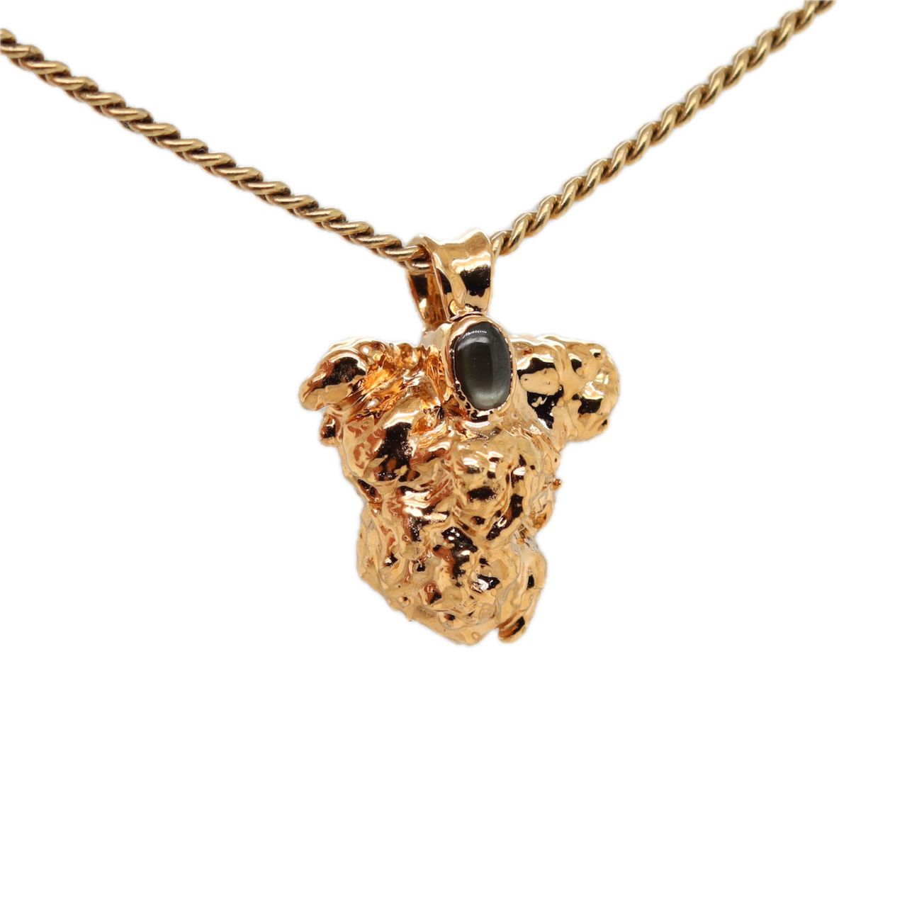 Real Gold Bud Pendant | Zkittles Strain Cannabis Jewelry with Black Star Sapphire