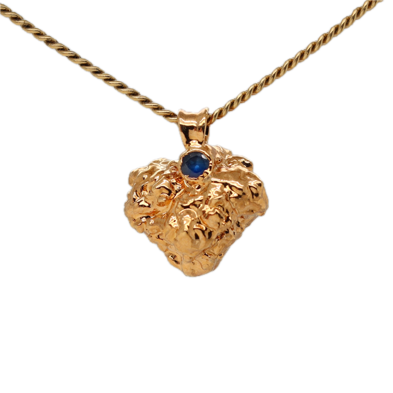 Real Gold Bud Pendant | Runtz Strain Cannabis Jewelry with Sapphire