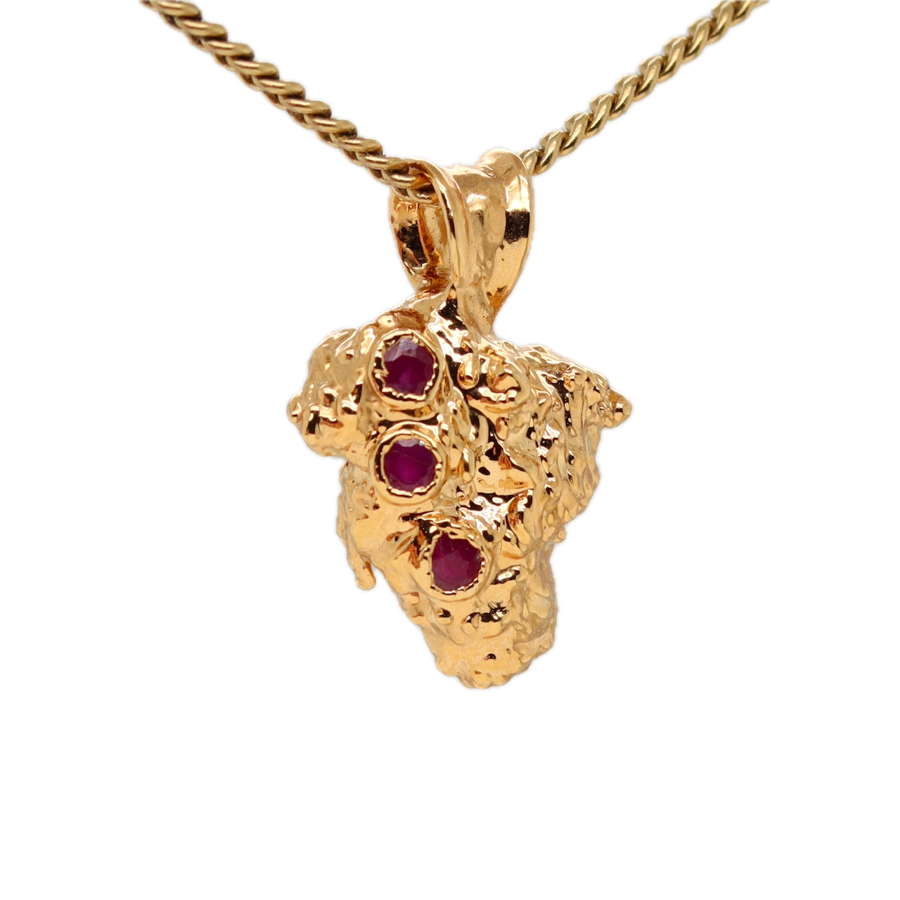 Real Gold Bud Pendant | Afe Negus Strain Cannabis Jewelry with Ruby