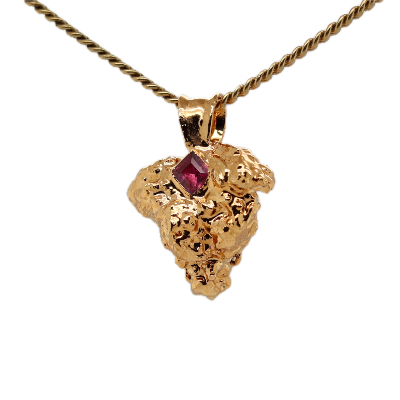 Real Gold Bud Pendant | Tej Strain Cannabis Jewelry with Tourmaline