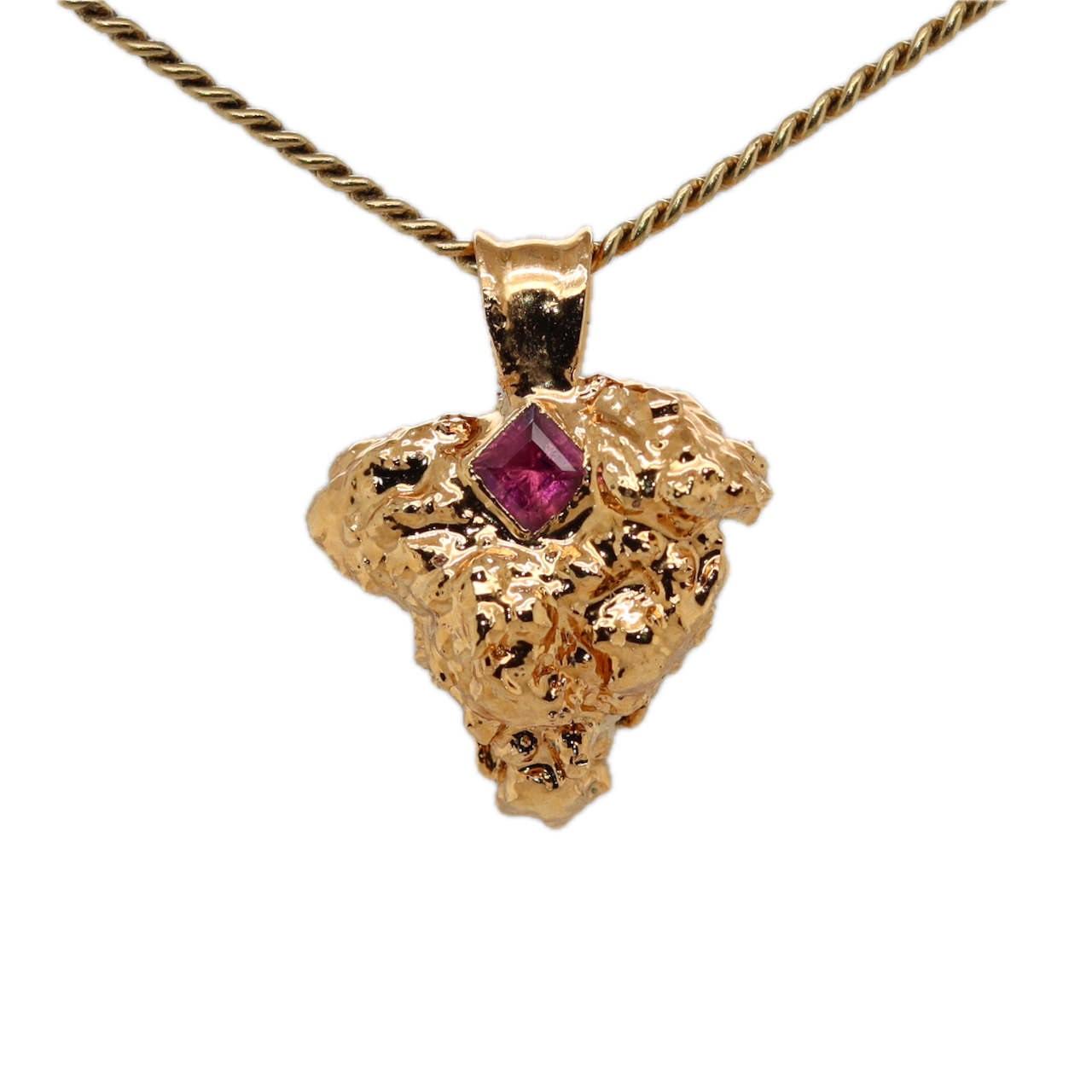 Real Gold Bud Pendant | Tej Strain Cannabis Jewelry with Tourmaline