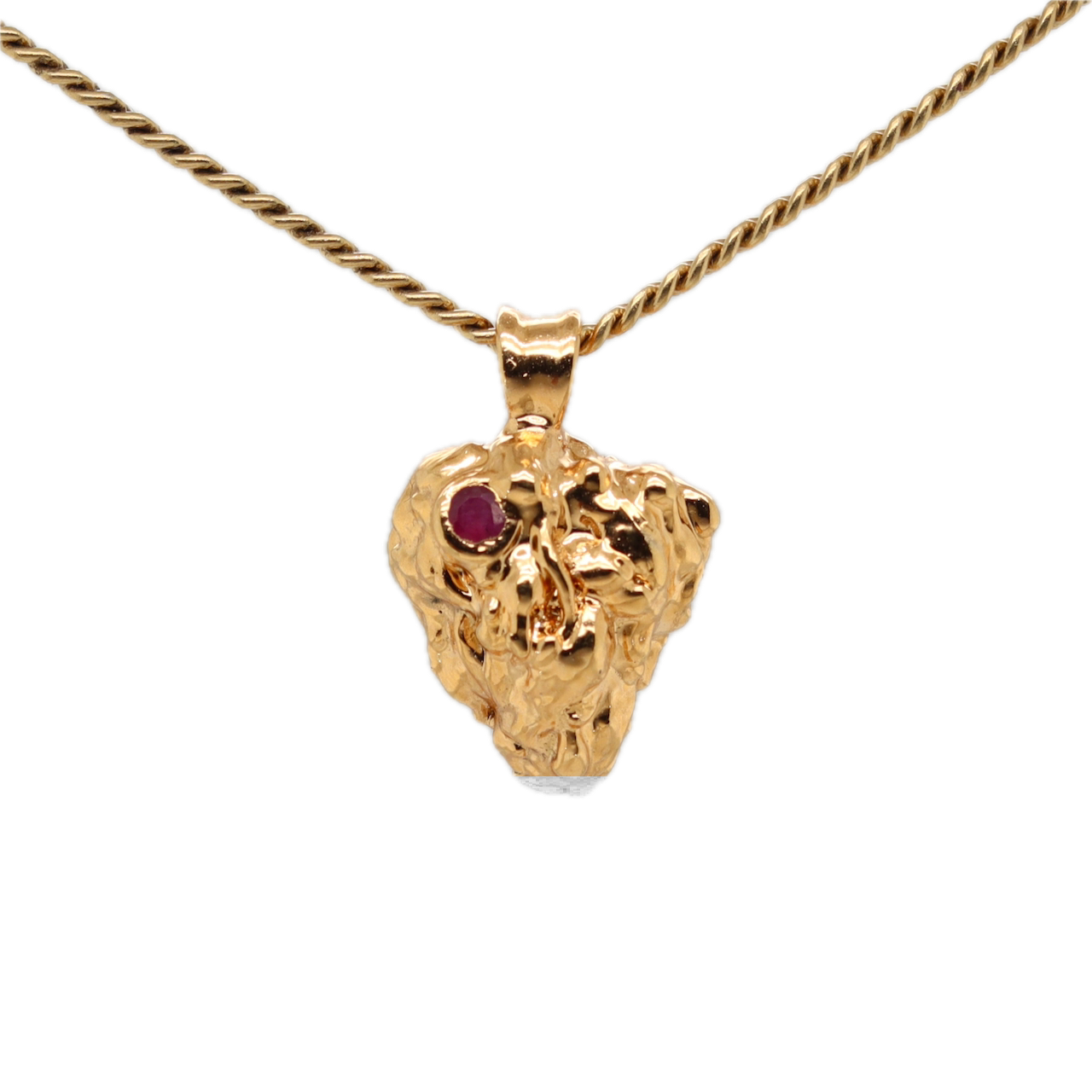 Real Gold Bud Pendant | Afe Negus Strain Cannabis Jewelry with Ruby
